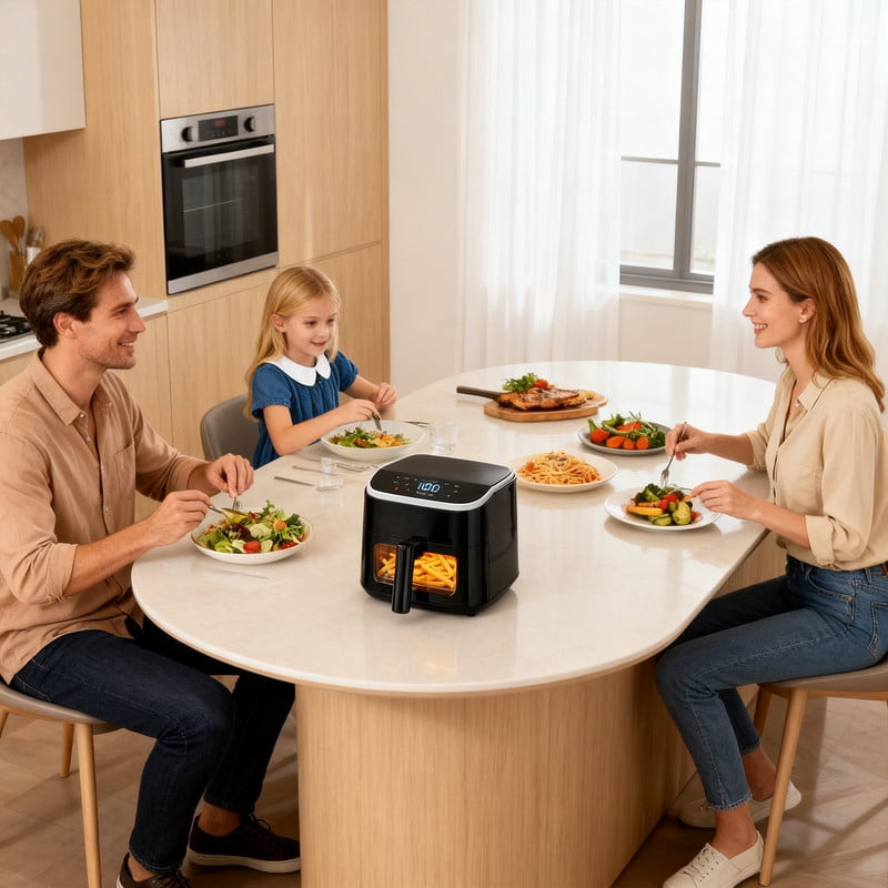 Simenmax Air Fryer, 6-Quart with Viewing Window, 12-in-1 Functions - Air Fry, Roast, Reheat, Dehydrate, Bake, Steam, and More, 400°F Max Temperature, Gray