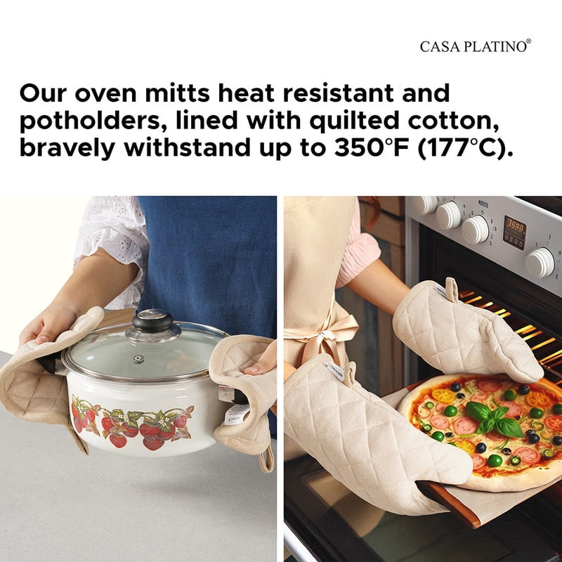20 Piece Kitchen Towel Set - Cotton Dish Towels, Heat Resistant Kitchen Mittens and Pot Holder Set, Apron for Women with Pockets , Absorbent Dish Towels for Kitchen Drying - Olive