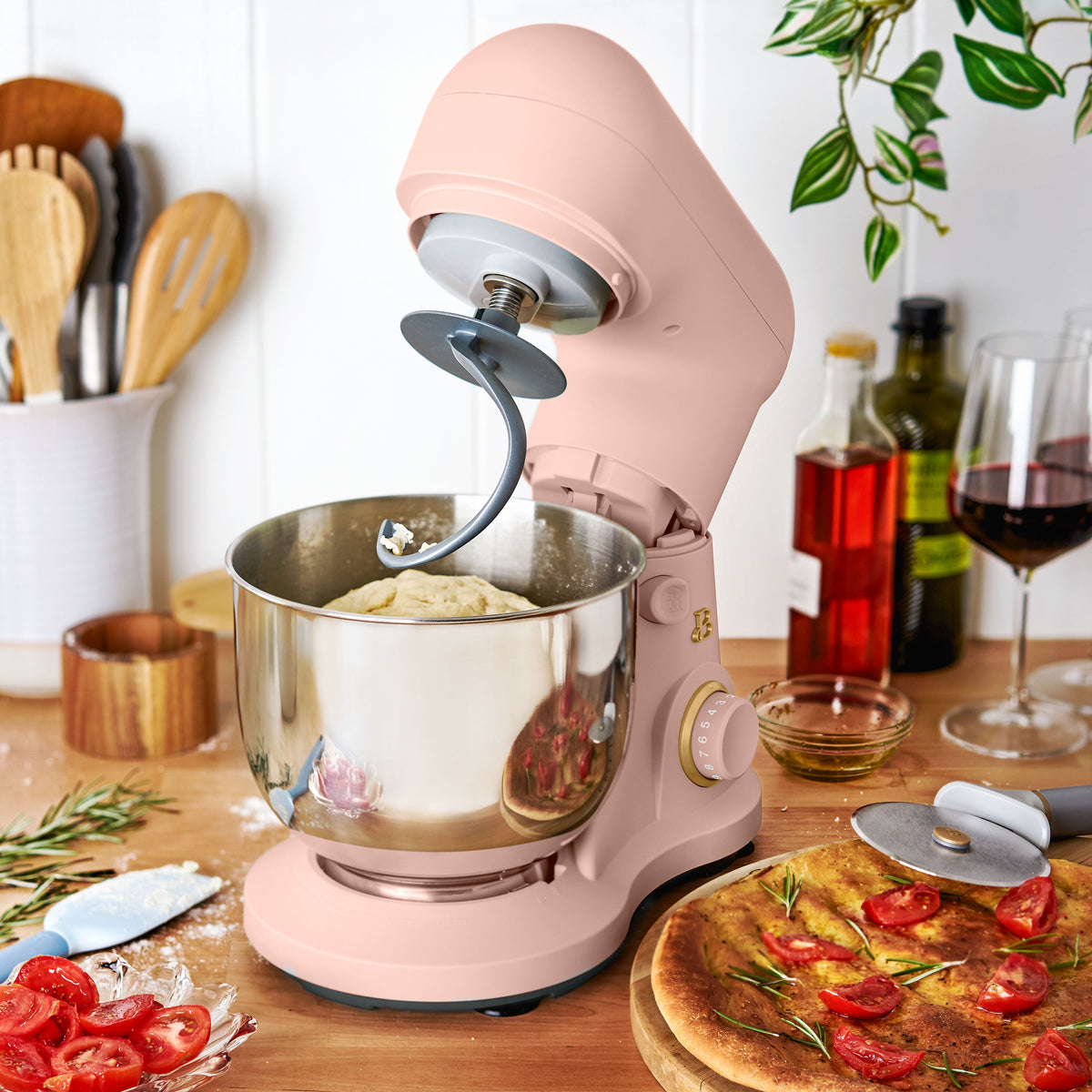 Beautiful 3.5 Qt Stand Mixer with Flat Beater, Dough Hook, Balloon Whisk, Chocolate by Drew Barrymore