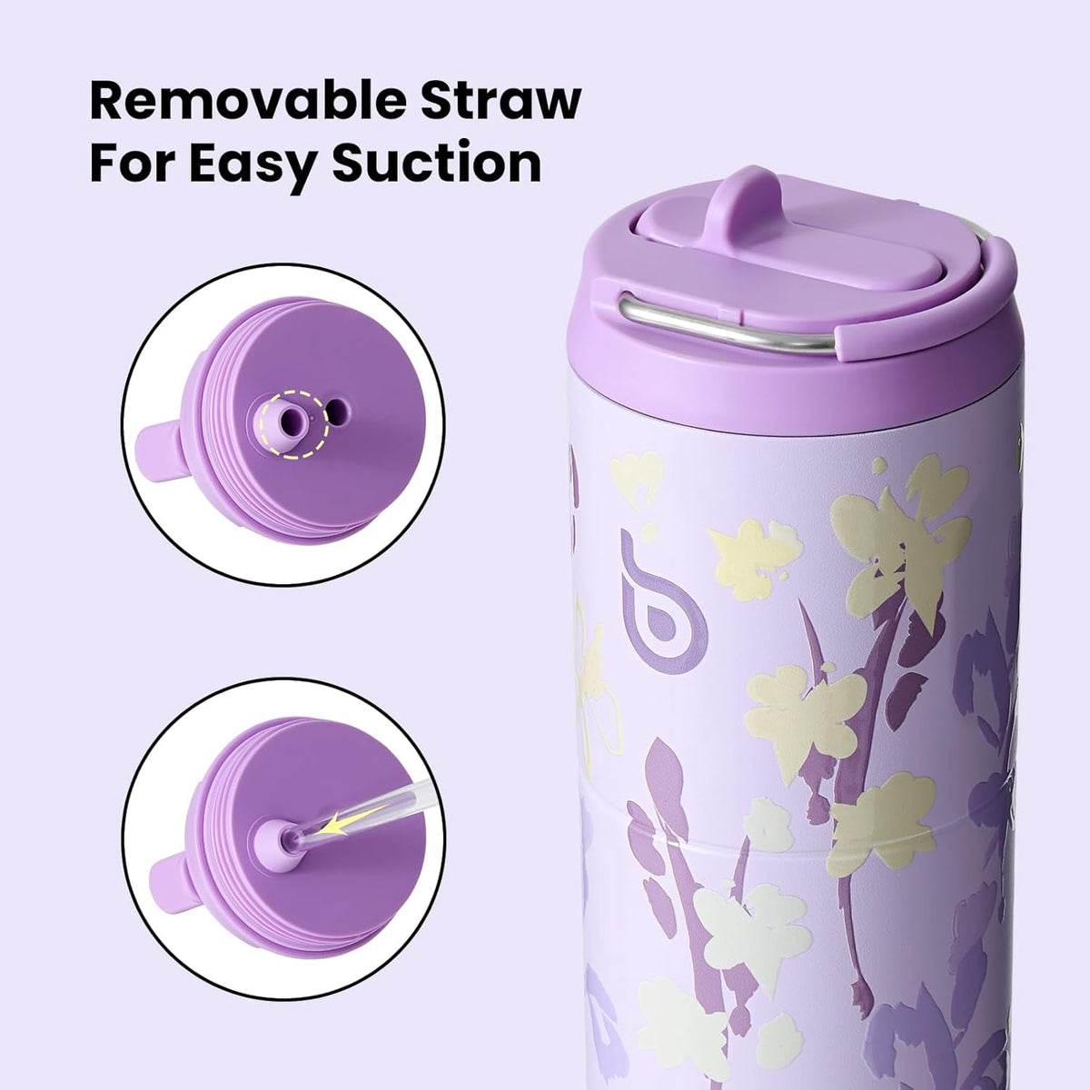 BOTTLE BOTTLE Insulated Water Bottle 24oz with Straw Lid and Handle for Sports Travel Gym Stainless Steel Water Bottles Double-Wall Vacuum Metal Leak Proof BPA-Free (Bling Bow)