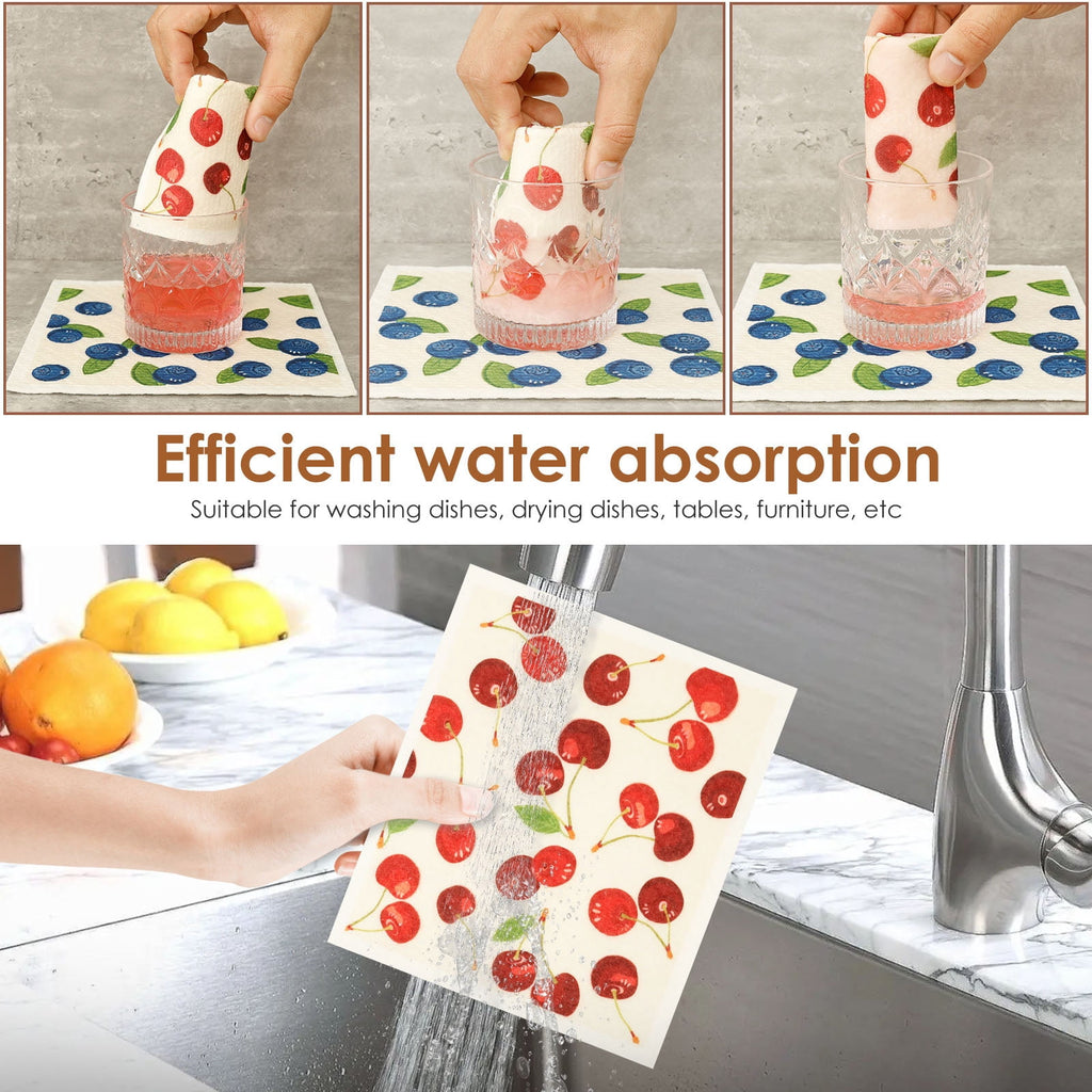 Xiyztok Kitchen Swedish Dishcloth 10 Pack Reusable Paper Towel Non Scratch Swedish Kitchen Towel Absorbent for Wiping Countertop Glass Ceramic