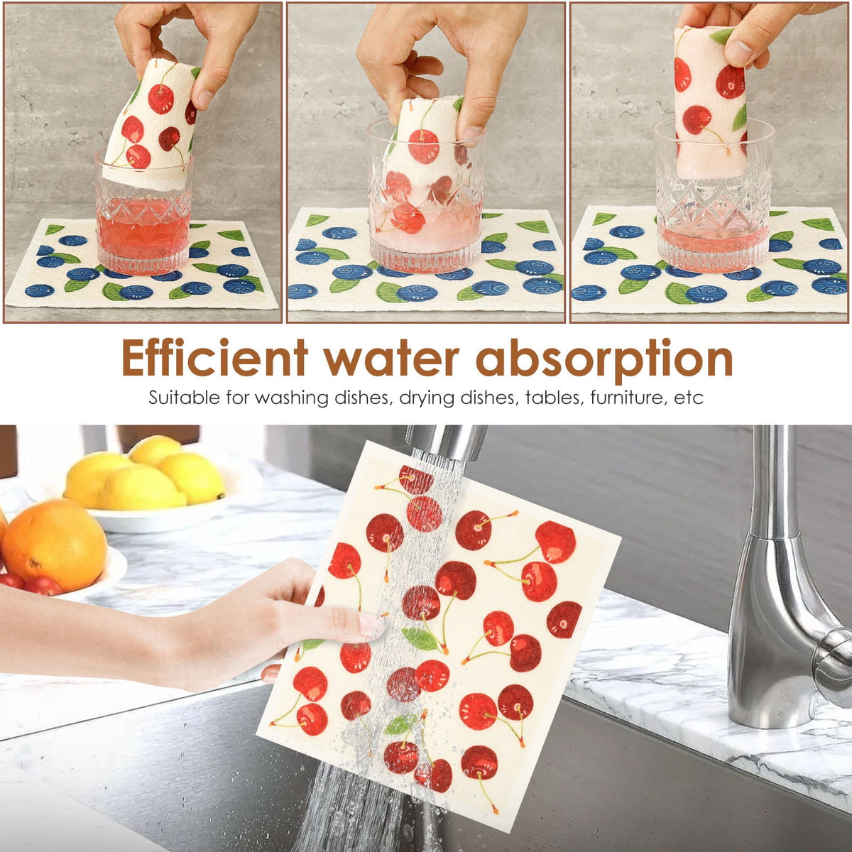 Xiyztok Kitchen Swedish Dishcloth 10 Pack Reusable Paper Towel Non Scratch Swedish Kitchen Towel Absorbent for Wiping Countertop Glass Ceramic
