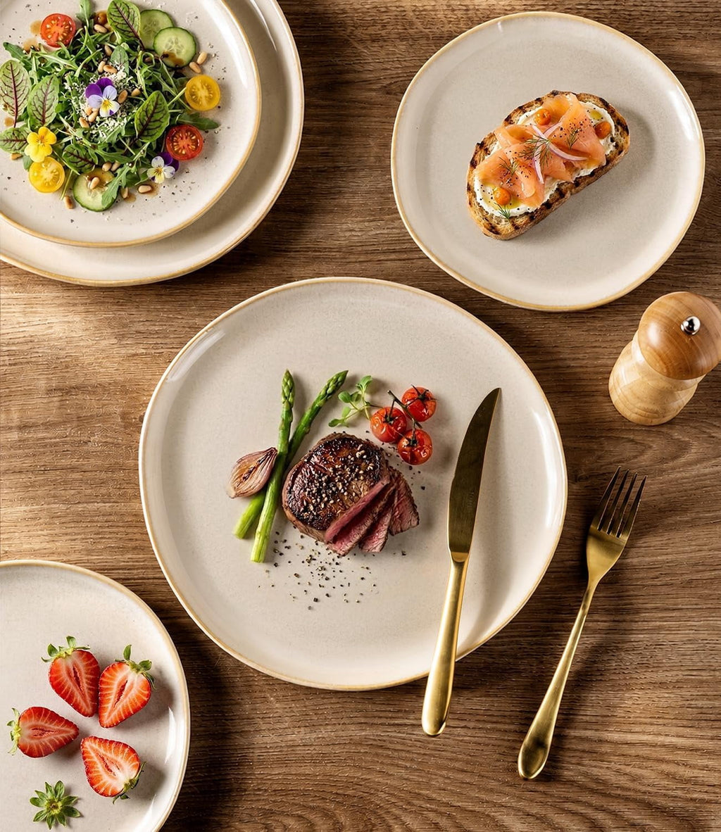 AmorArc Ceramic Dinnerware Sets,Handmade Reactive Glaze Stoneware Plates and Bowls Sets,Highly Chip and Crack Resistant | Dishwasher & Microwave Safe Dishes Set,Service for 4 Set(12pc),Reactive Glaze