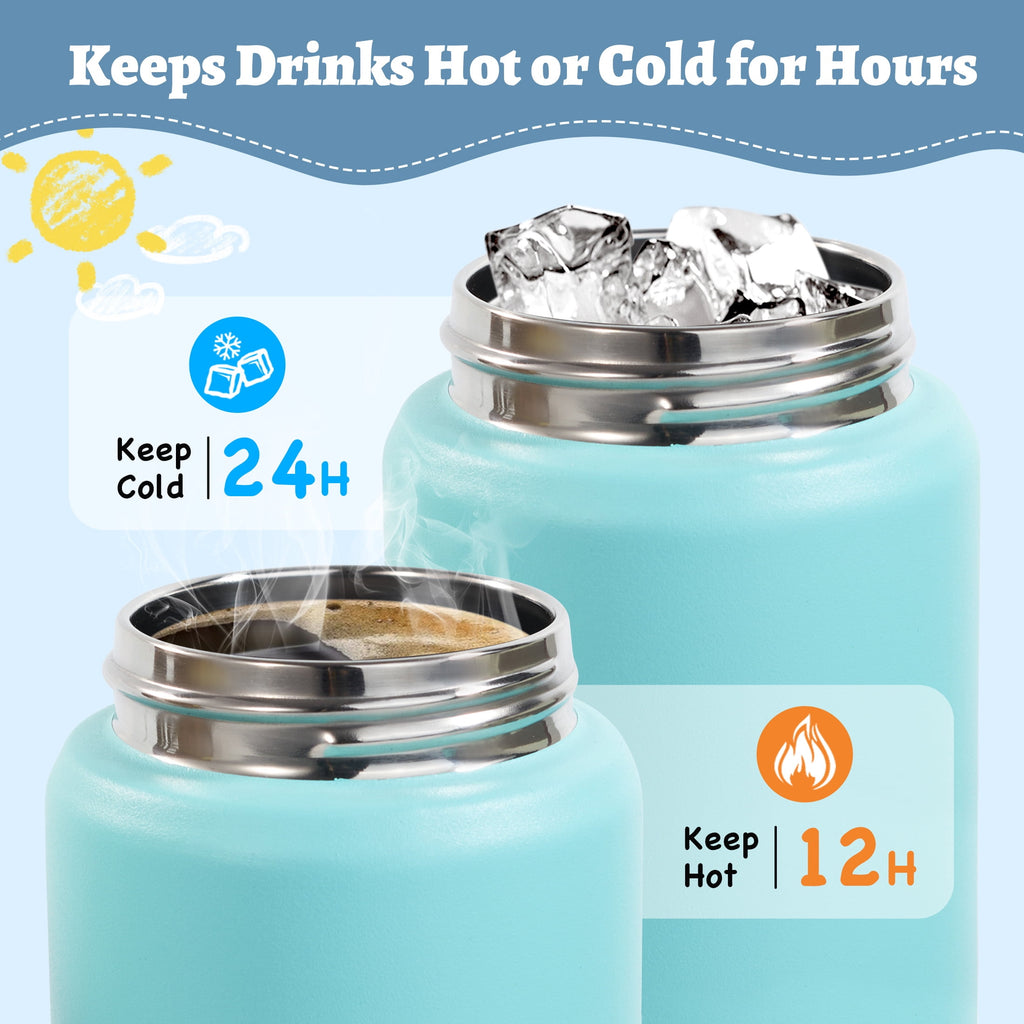 Hawsaiy 12oz Kids Insulated Water Bottle with Straw Lid, Leak-Proof Stainless Steel BPA-Free Thermos for School Boys and Girls
