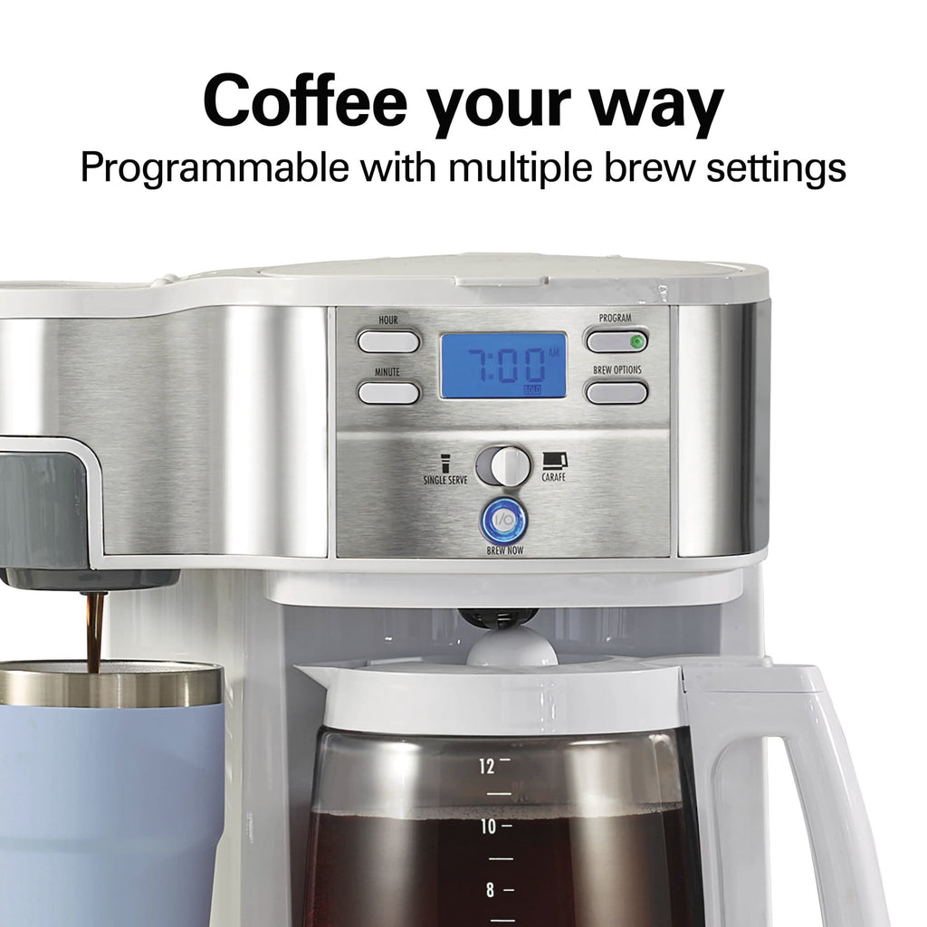 Hamilton Beach 2-Way Programmable Coffee Maker, Single Serve Coffee Maker & 12-Cup Coffee Pot, Black