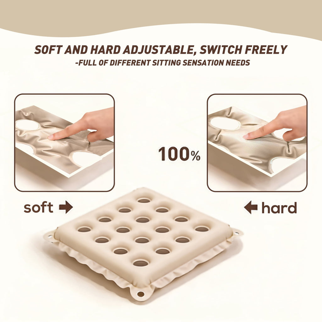 2 Pack Inflatable Seat Cushions,Pressure Relief 16 hole breathable Cushion,for Office Chairs,Car Seats,Wheelchair waterproof Cushions,with Air Pumps,Portable and Comfortable（Flocked Navy+PVC Beige)