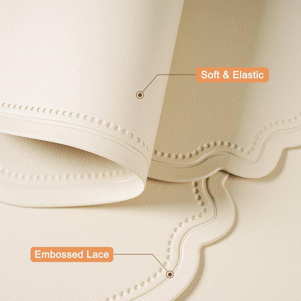 VCVCOO Placemats Set of 4 Beige Leather Place Mats Waterproof Wipeable Heat Resistant Sturdy Rectangle Kitchen Dining Table Mats for Indoor Outdoor Reversible Easy to Clean Place Mats