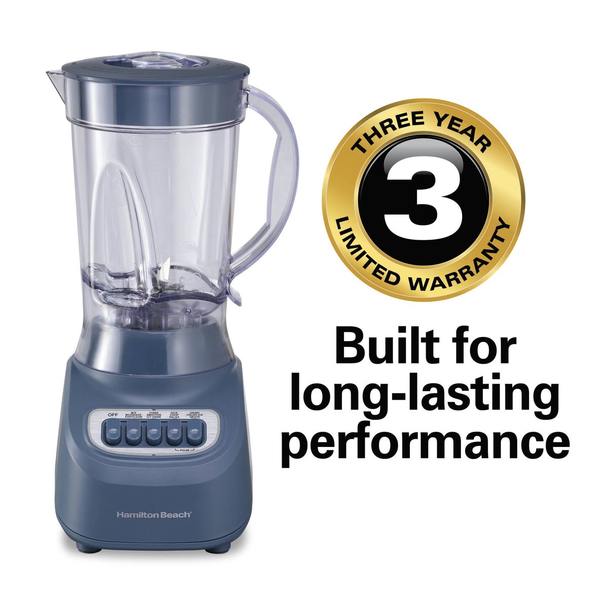 Hamilton Beach Smoothie Blender, 48 oz BPA-Free Jar 650 W 12-Function Countertop Blender for Kitchen, White