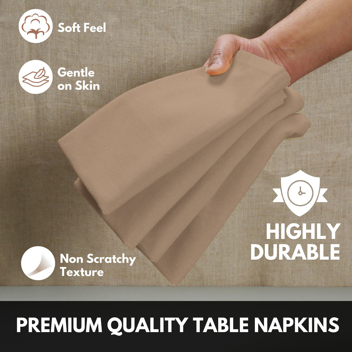 Softopia Cotton Dinner Table Fabric Napkins 17"x17", Set of 12 - Light Blue