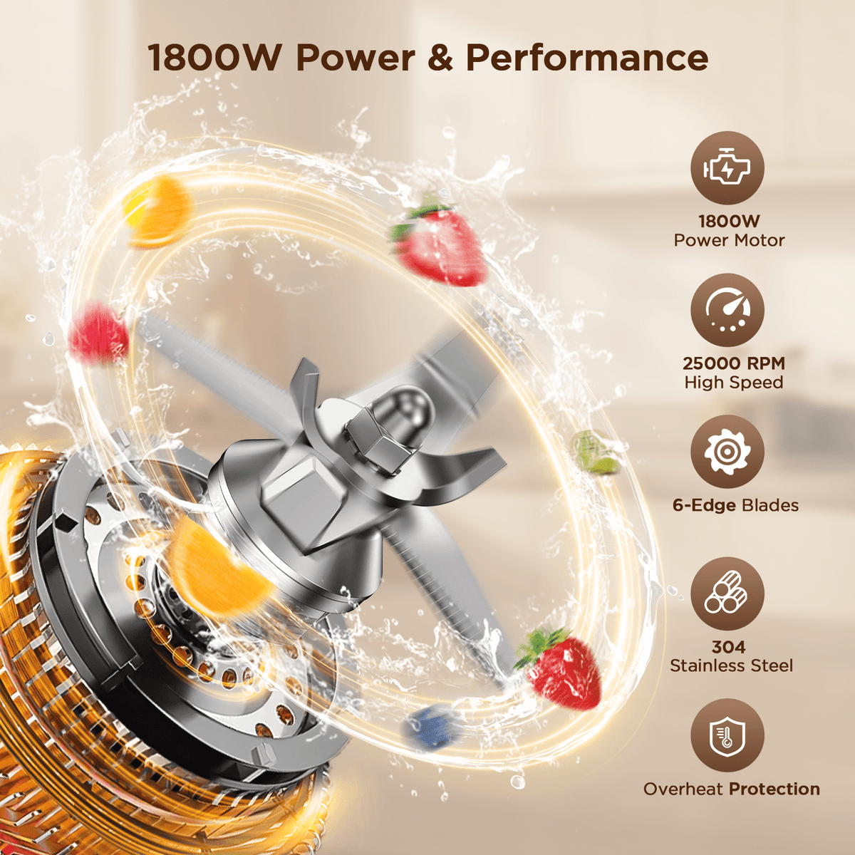 Teendow Blenders for Kitchen, 8 Presets Countertop Smoothie Professional Blender