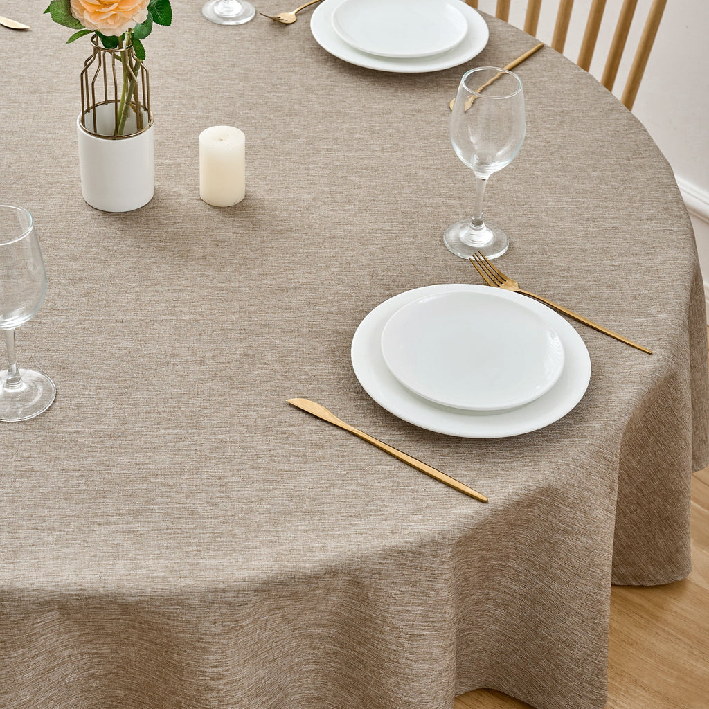 Inosoo Faux Linen Textured Rectangle Tablecloth - 60 x 84 inch Waterproof & Machine Washable Linen-Look Cloth Table Cover, White