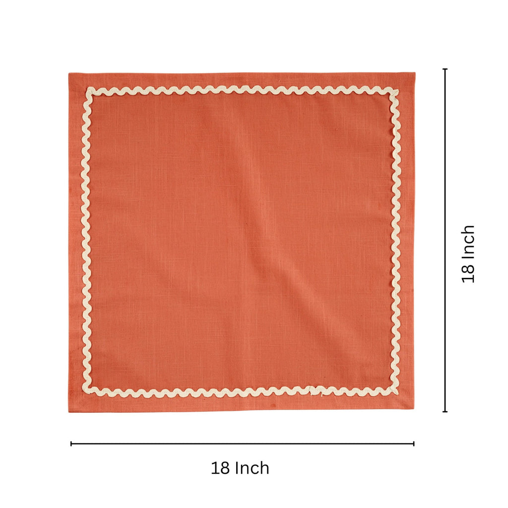 Fingercraft Cloth Napkin, Soft Quality Cotton Linen Blend Fabric, Dinner Napkins with Premium White Lace, 6 Pack, 20”x20” Aqua