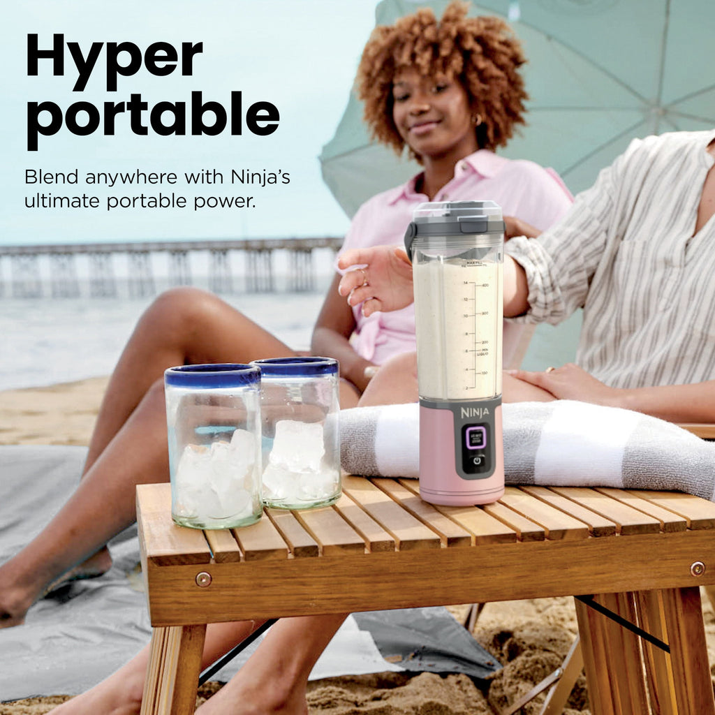 Ninja Blast Portable Personal 18 Oz Blender w/ Leak Proof Lid & Easy Sip Spout, Rechargeable Base, BC150PK Pink