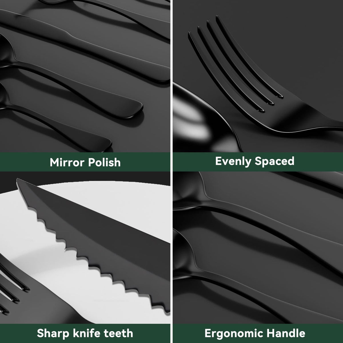 49-Piece Silverware Set with Flatware Drawer Organizer, Durable Stainless Steel Cutlery Set for 8, Mirror Polished Kitchen Utensils Tableware Service with Steak Knives Dinner Fork Knife Spoon & Tray