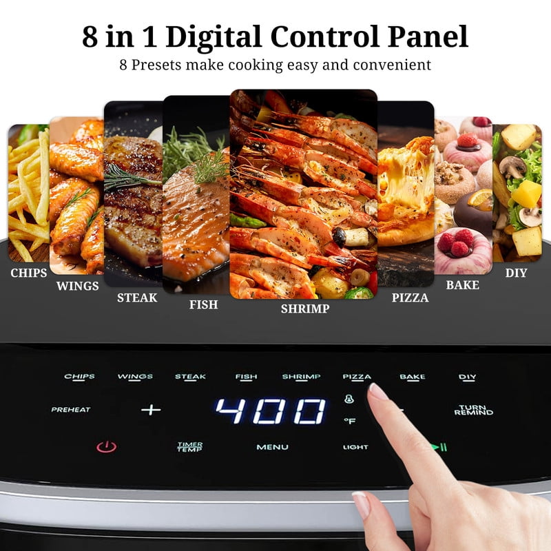 Simenmax Air Fryer, 6-Quart with Viewing Window, 12-in-1 Functions - Air Fry, Roast, Reheat, Dehydrate, Bake, Steam, and More, 400°F Max Temperature, Gray