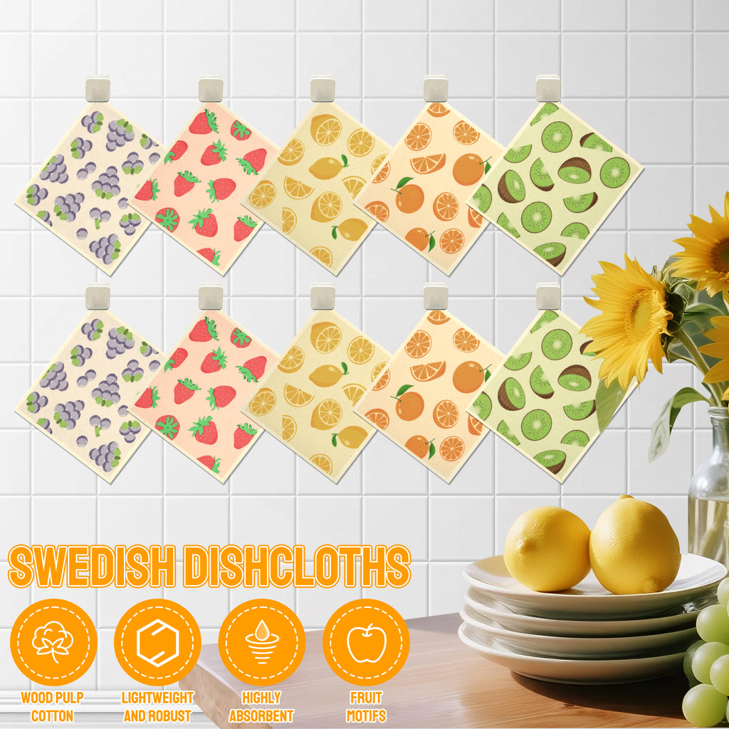 Xiyztok Kitchen Swedish Dishcloth 10 Pack Reusable Paper Towel Non Scratch Swedish Kitchen Towel Absorbent for Wiping Countertop Glass Ceramic
