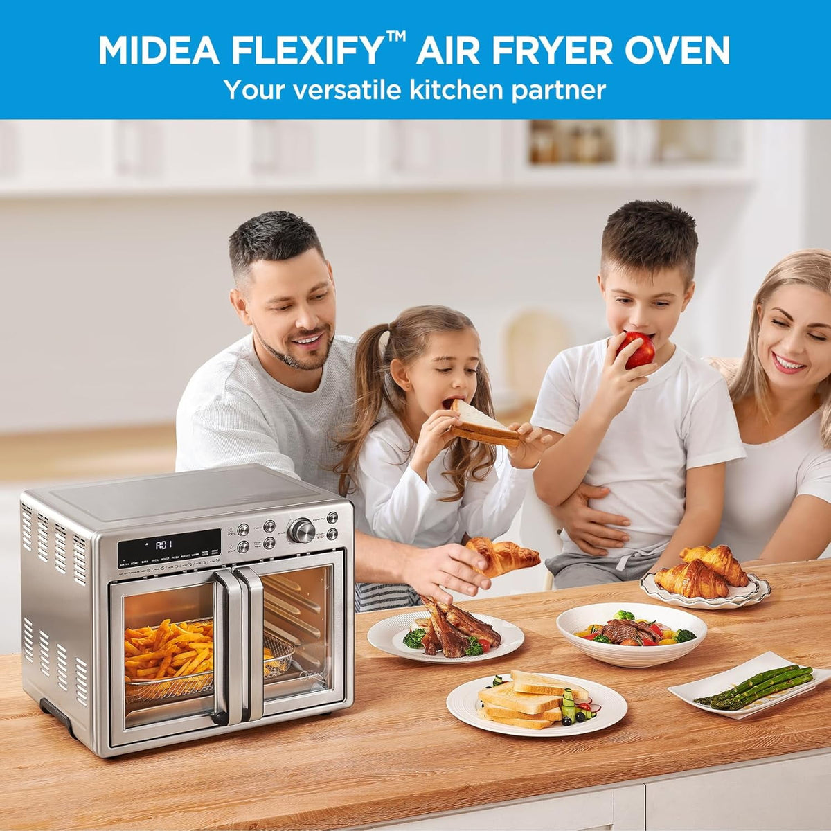 Midea Flexify French Door 1750W 26.4 Qt Black Toaster Oven