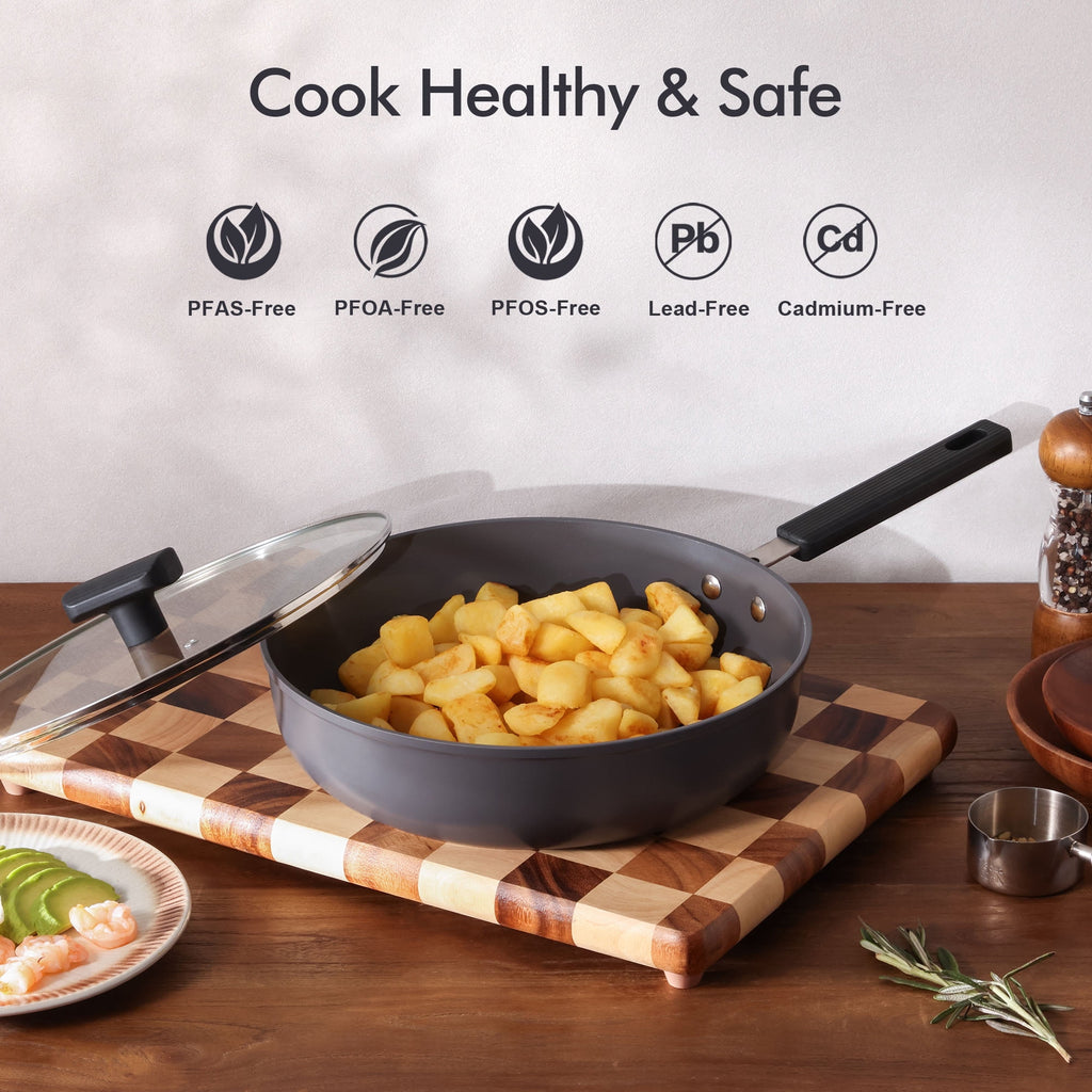 SENSARTE Nonstick Ceramic Frying Pan Skillet, Induction Omelette Pan Egg Pan, Healthy Cookware Chef's Pan with Heat-Resistant Handle, Dishwasher Safe, Gray, 8"
