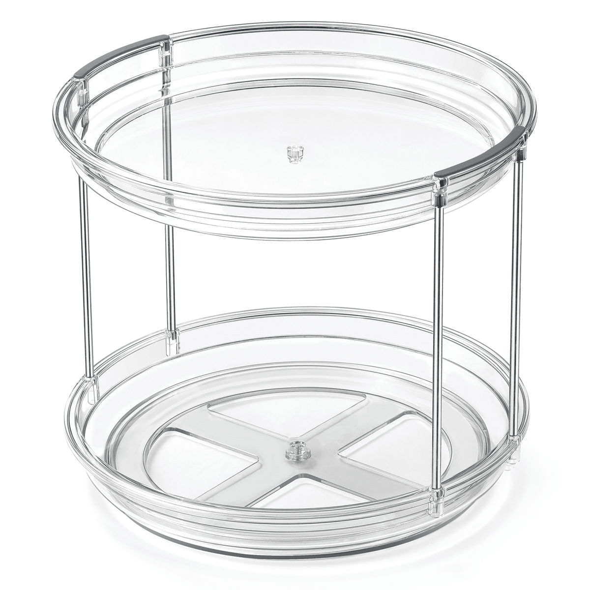 ROSSNY 2 Pack 9.25" 2-Tier Lazy Susan Turntable Organizer Countertop Kitchen Organization and Storage Spice Rack Bathroom Vanity Holder, Clear