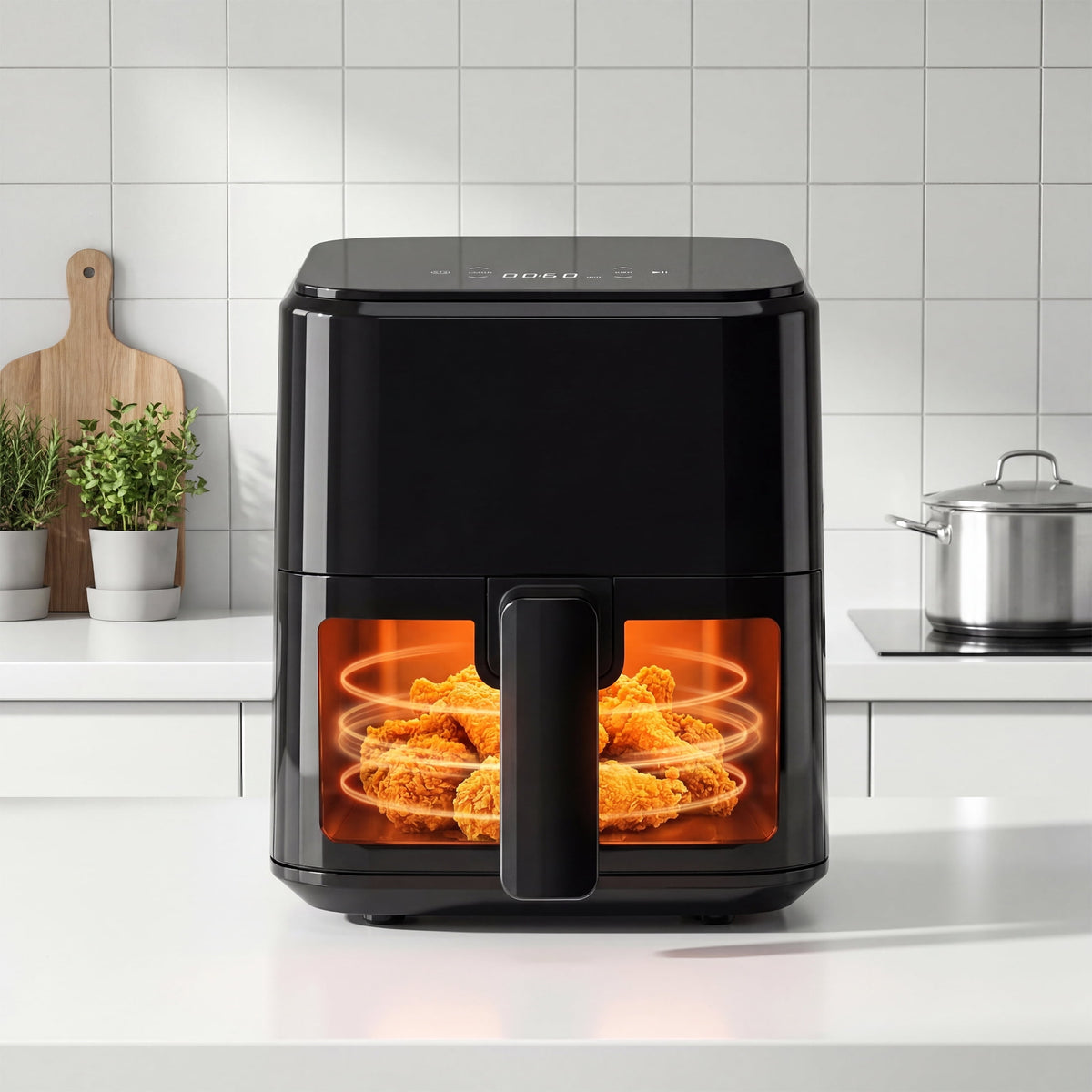 EDX 3 QT Digital Air Fryer, 800W Compact Countertop Air Fryer with Temperature Control, Black