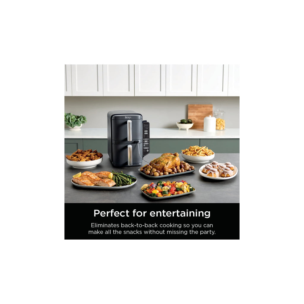 Ninja DoubleStack Smart XL Air Fryer 10-Qt, Smart Cook & Thermometer, 2 Baskets, Space Saving, SL451 Deep Gray