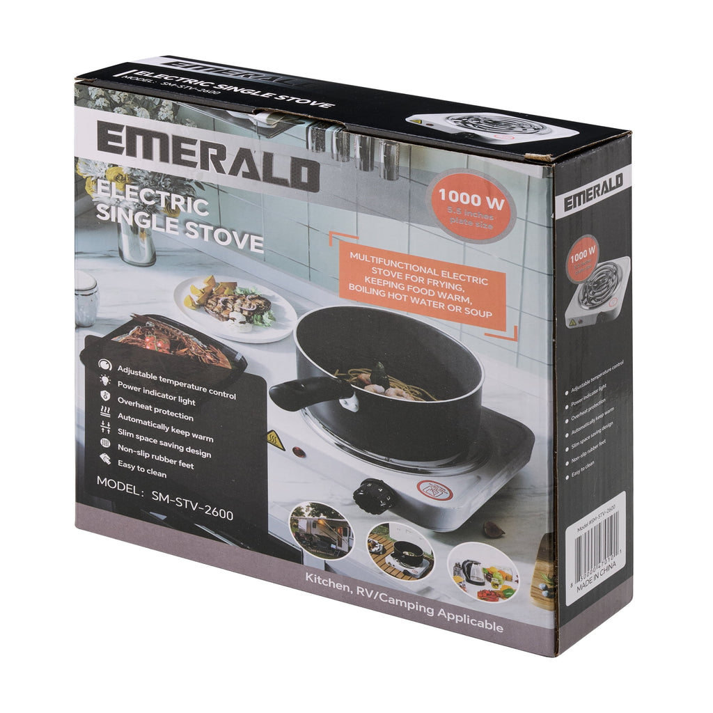 Emerald Hot Plate Electric Stove Top Burner, Single-Coil Burner Electric Cooktop, White