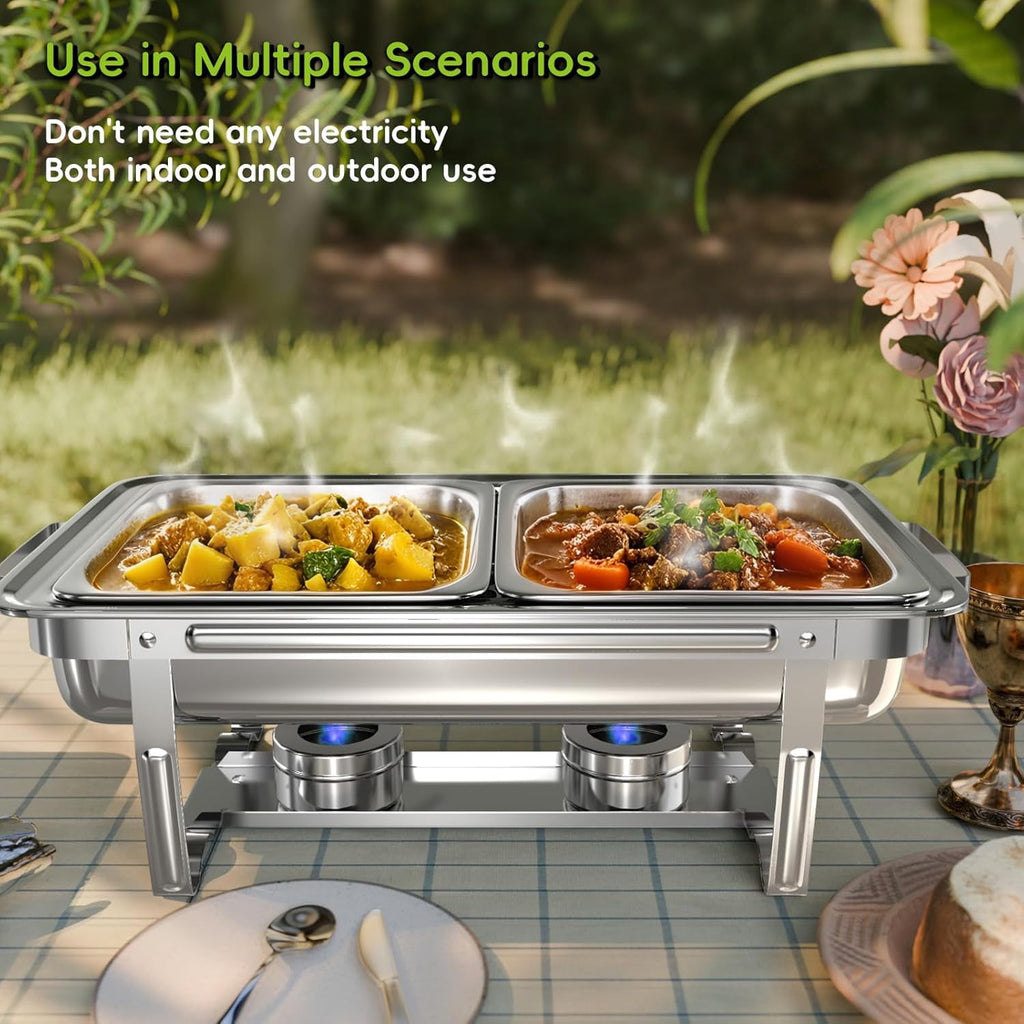 Chafing Dishes for Buffet ,AOKIWO 3 Packs 8QT Mirrored Stainless Steel Chafing Dishes for Buffet, Chafers and Buffet Warmer for Parties, Events, Wedding, Camping, Dinner