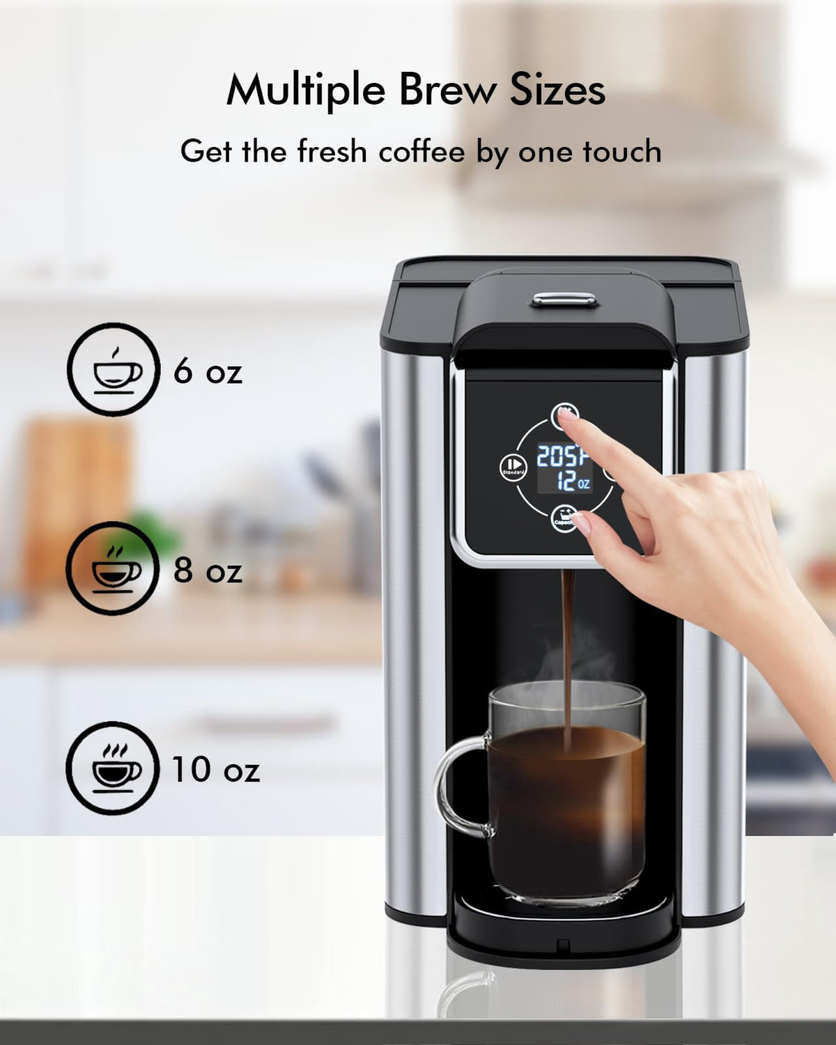 SIFENE 3-in-1 Single Serve Coffee Maker, Compatible with K Cup Capsules & Grounds, Tea Maker, 6-10 Oz Brew Sizes, 50 Oz Removable Reservoir, Fast Brew, Compact Design, 120V 1150W, Black