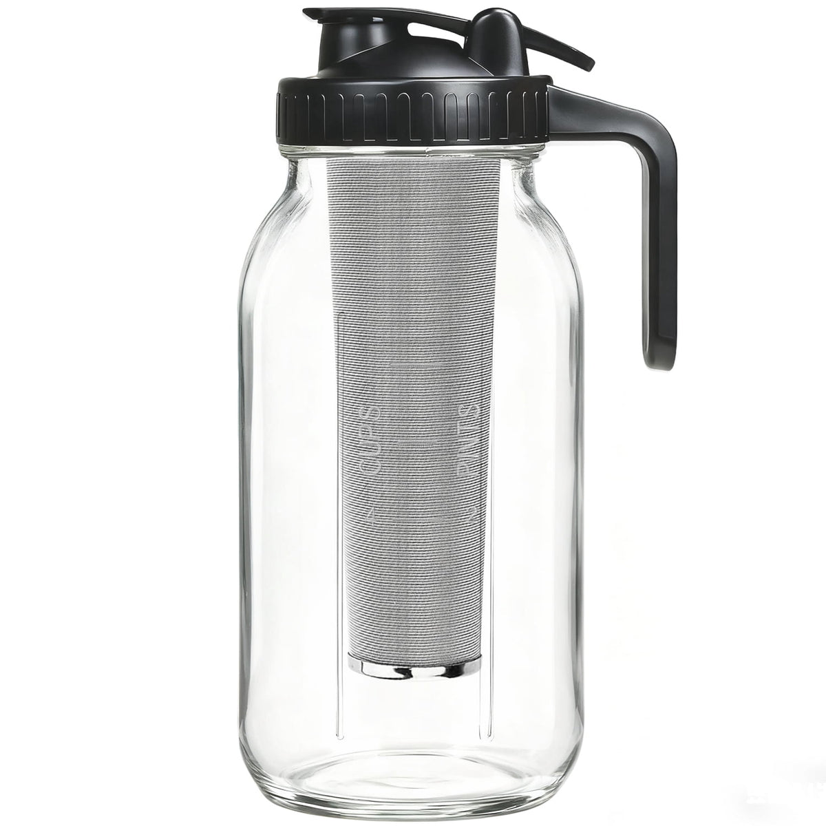 TINANA Cold Brew Coffee Maker, 64OZ Wide Mouth Mason Jar Pitcher with Stainless Steel Filter, Pour Spout for Iced Brew Coffee & Tea Lemonade