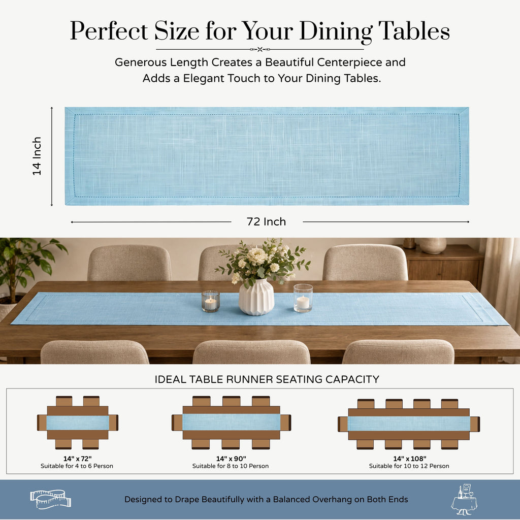Fingercraft Table Runners, Cotton Dinner Table Centerpiece with Beautiful Premium Lace, Home and Dining Aqua-90