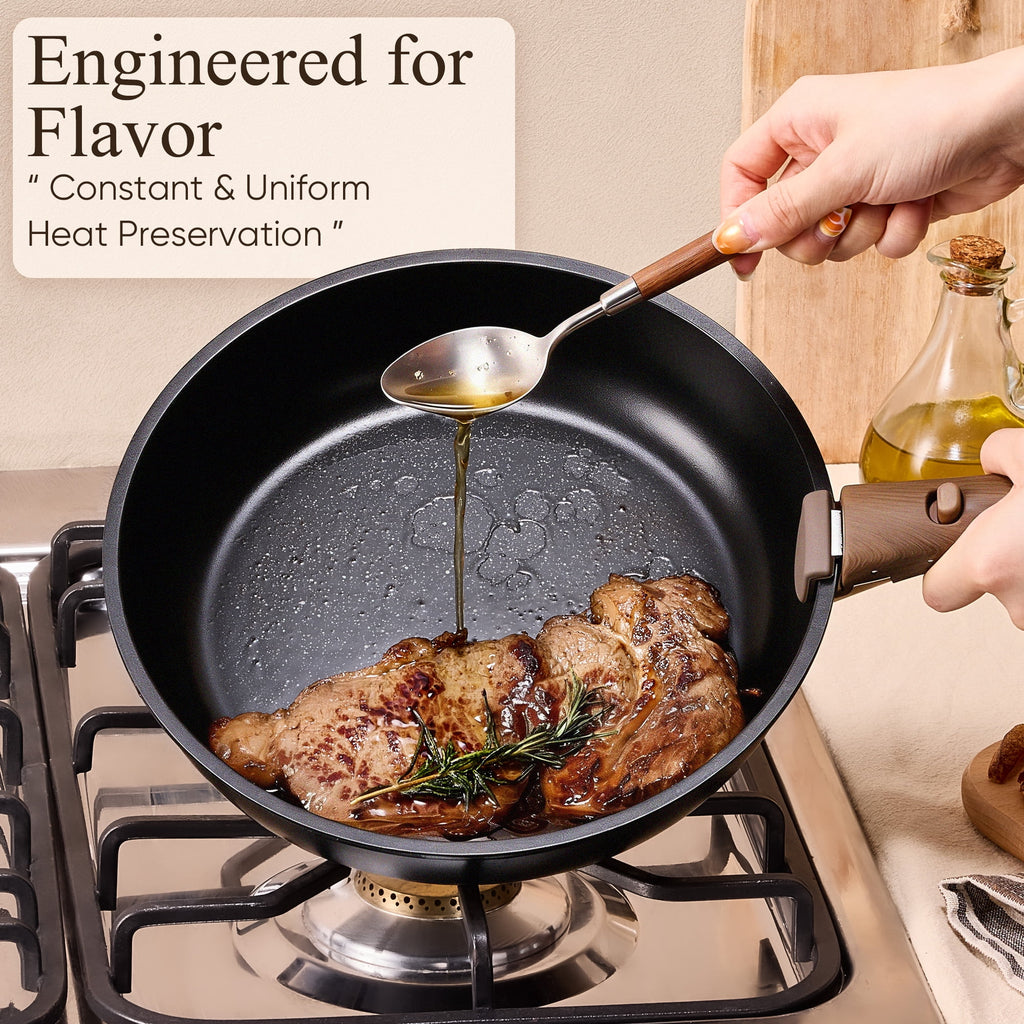 Carote 24-Piece Nonstick Cookware Set, Pots and Pans Set with Detachable Handle, Induction Compatible, Oven & Dishwasher Safe, Black