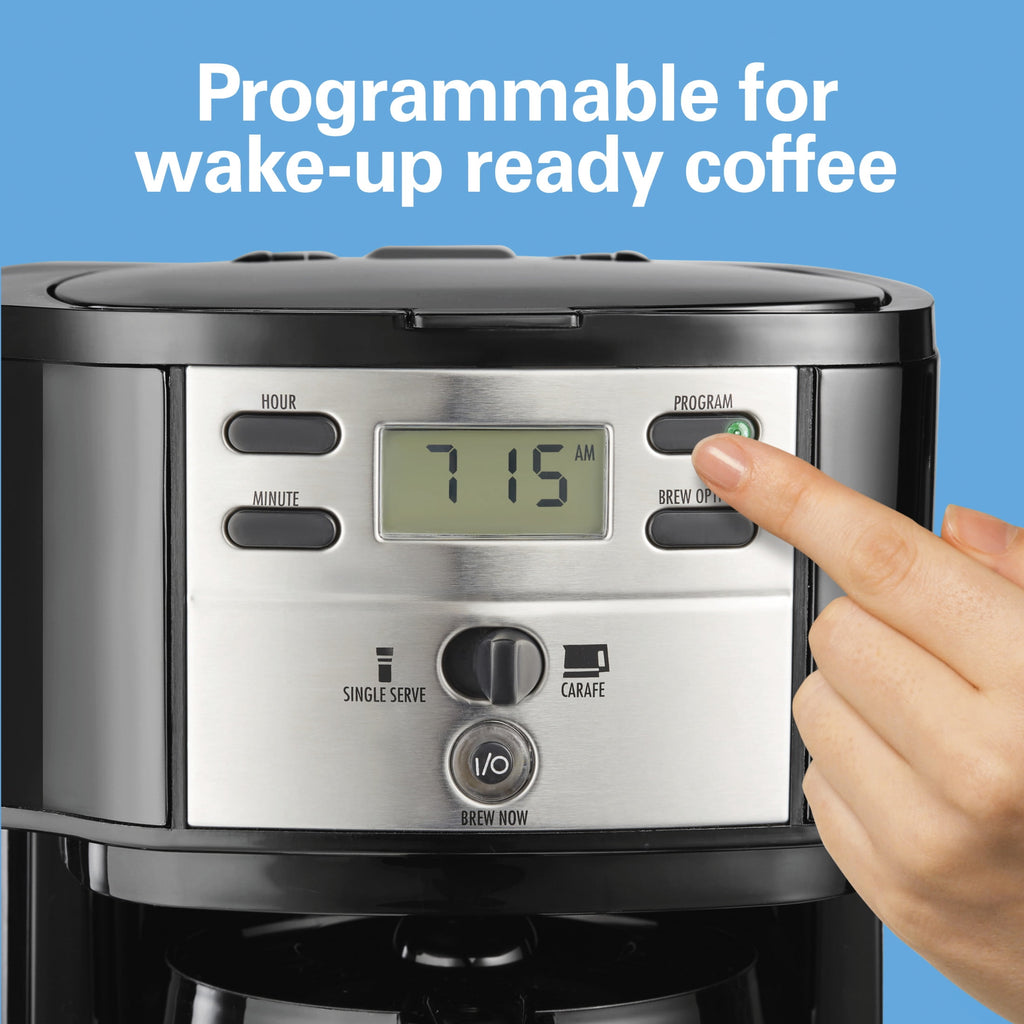 Hamilton Beach 2-Way Programmable Coffee Maker, Single Serve Coffee Maker & 12-Cup Coffee Pot, Black