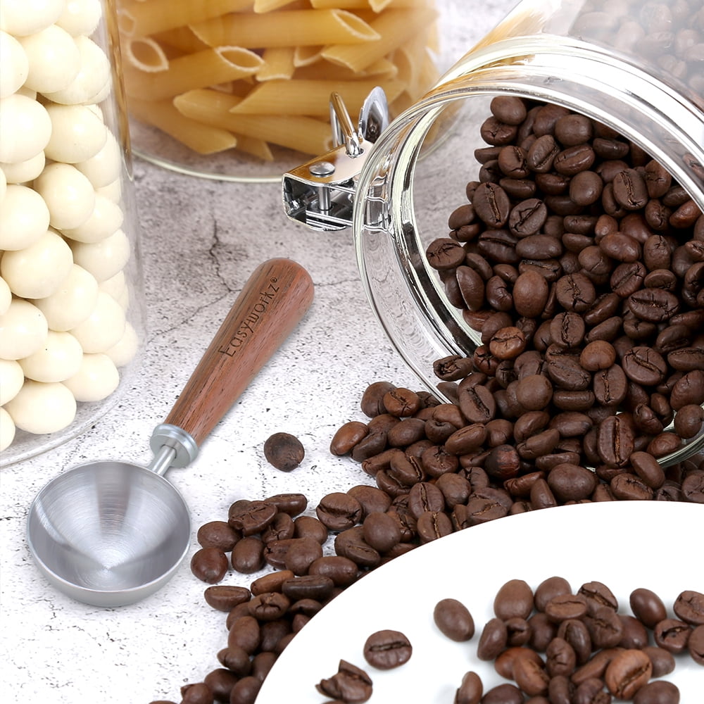 Easyworkz Retro Stainless Steel Coffee Scoop with Walnut Handle 10g / 1 Tbsp Coffee Measuring Spoon, Rose Gold