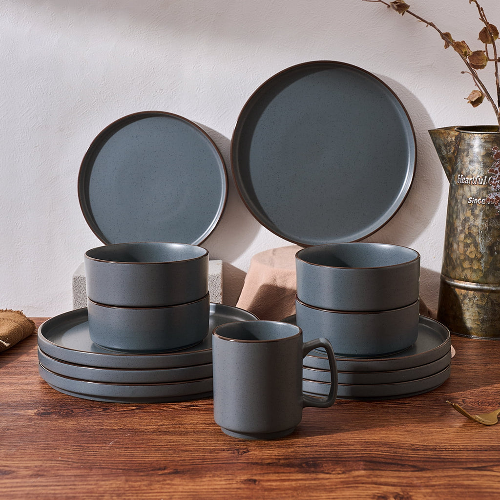 Famiware Nebula Stoneware Dinnerware Sets, 12-Piece Dish Set, Multi-color