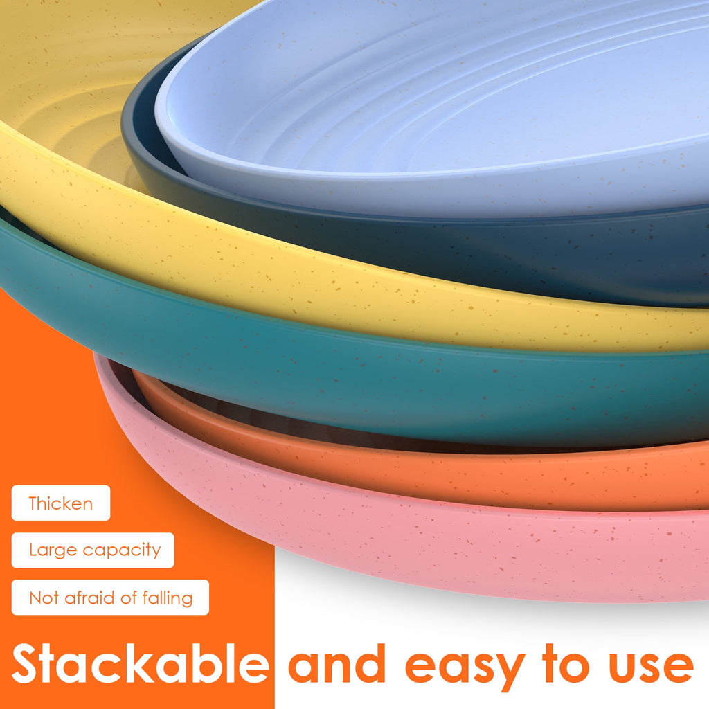 Evjurcn 6Pcs Divided Dinner Plates 3 Compartment Unbreakable Dinner Diet Plates Stackable Portion Control Dish Reusable Divider Plates Microwave Dishwasher Safe for Kids Adults Seniors