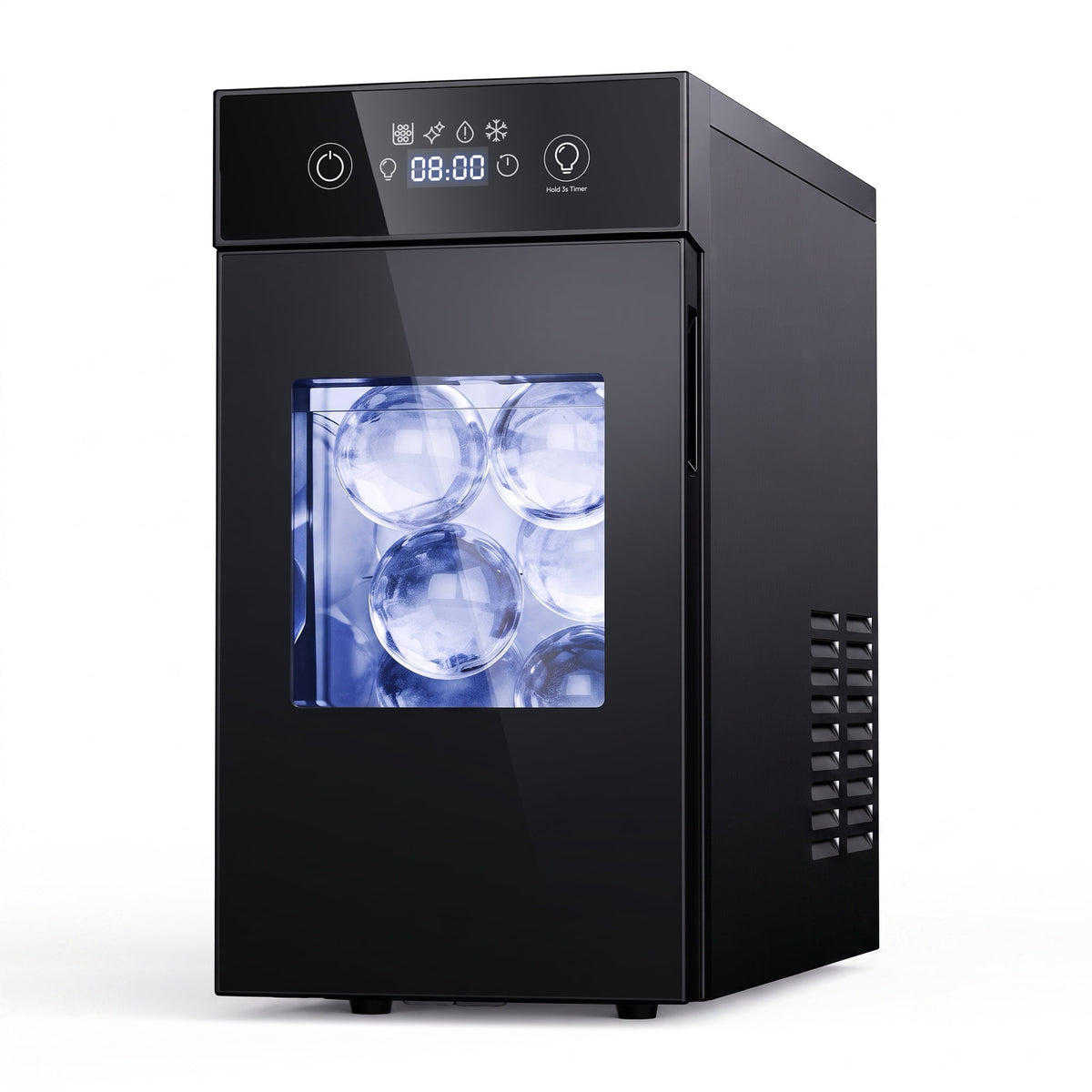 SIMZLIFE Ice Ball Maker Countertop, 2.4" Large Sphere Ice, 48 Balls/24H, Self-Cleaning for Whisky & Home Bar, Black