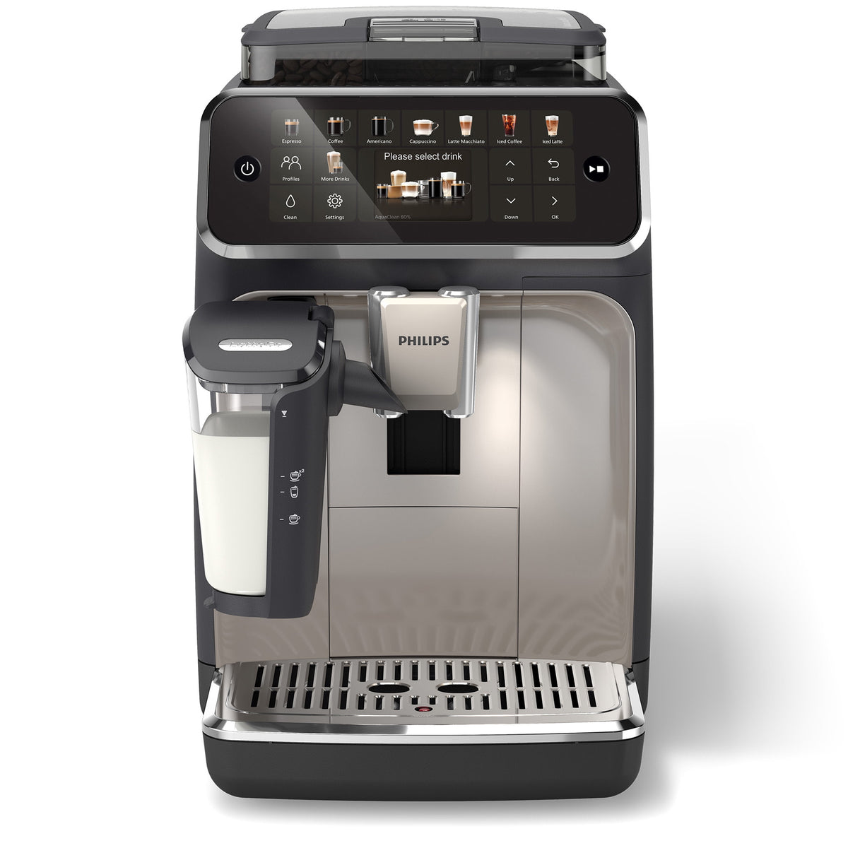 Philips 5500 Fully Automatic Espresso Machine with LatteGo Milk Frother, Grey Chrome