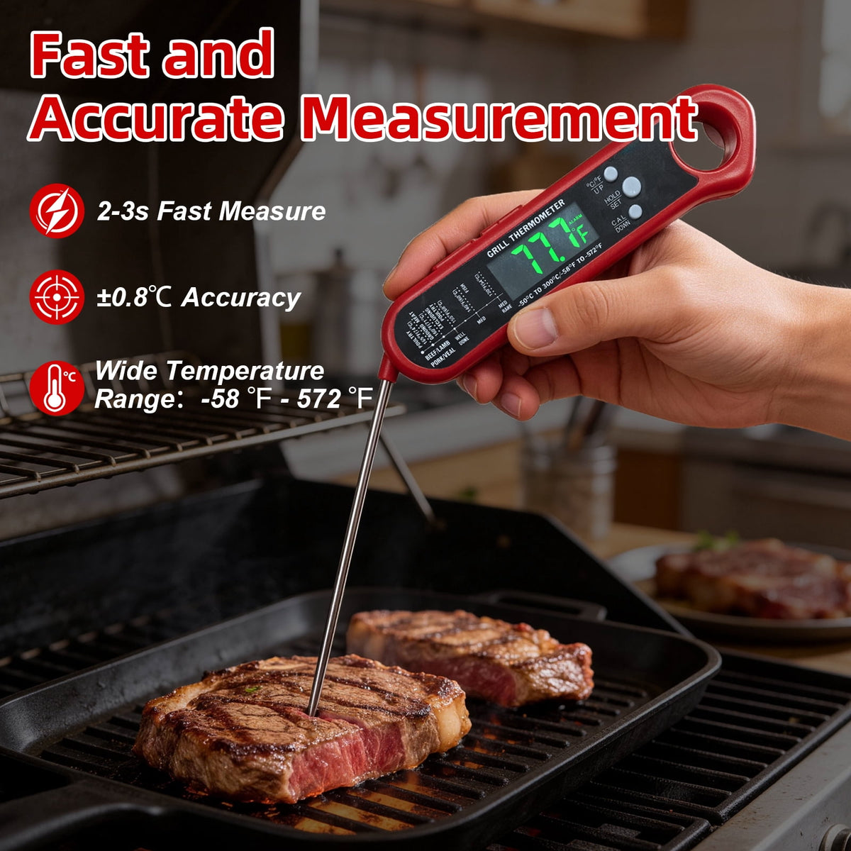 AGCAN Digital Meat Thermometer Instant Read Food Thermometers for BBQ Grilling Cooking