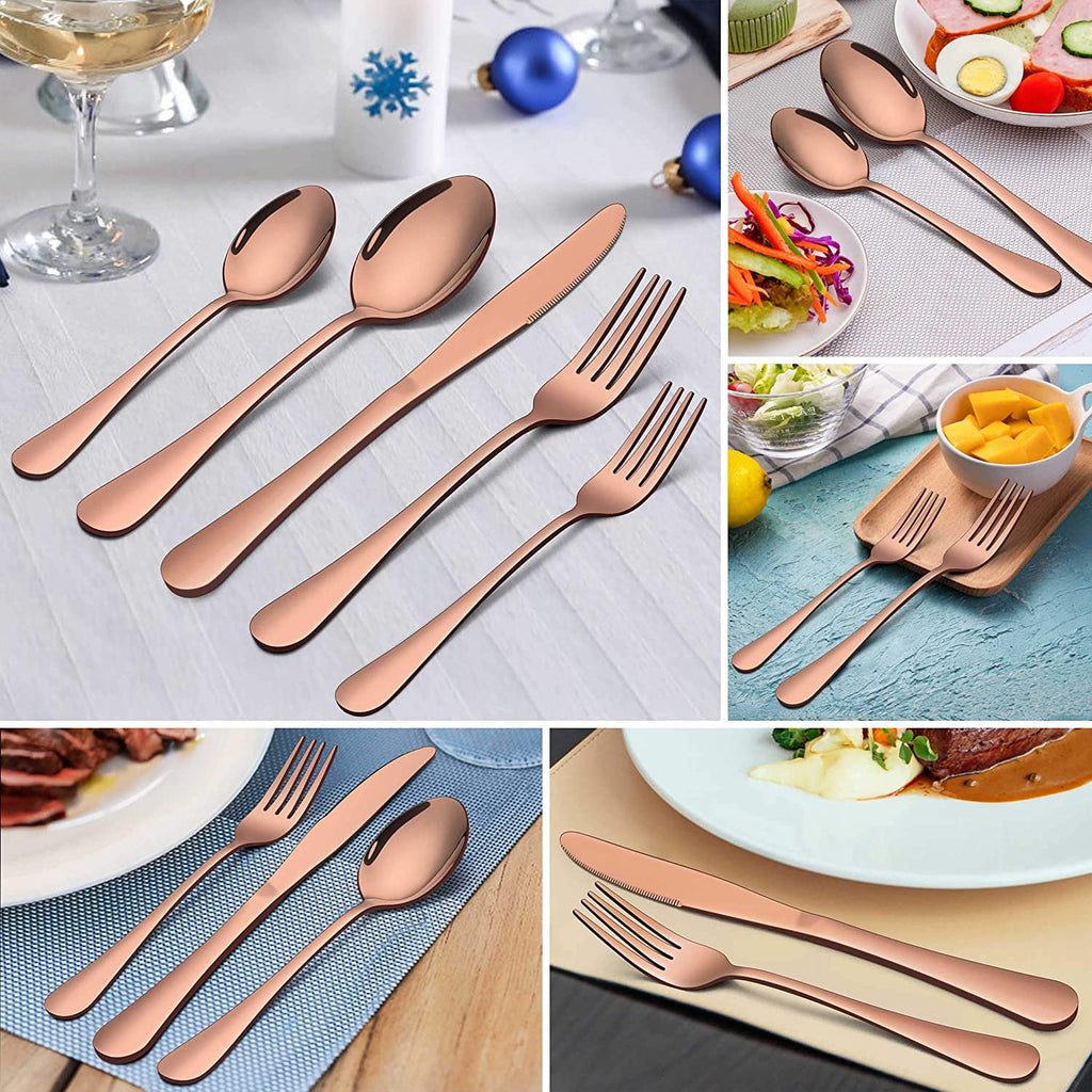 Black Silverware Set, Vesteel 20 Piece Stainless Steel Flatware Cutlery Set for 4, Mirror Finish, Dishwasher Safe