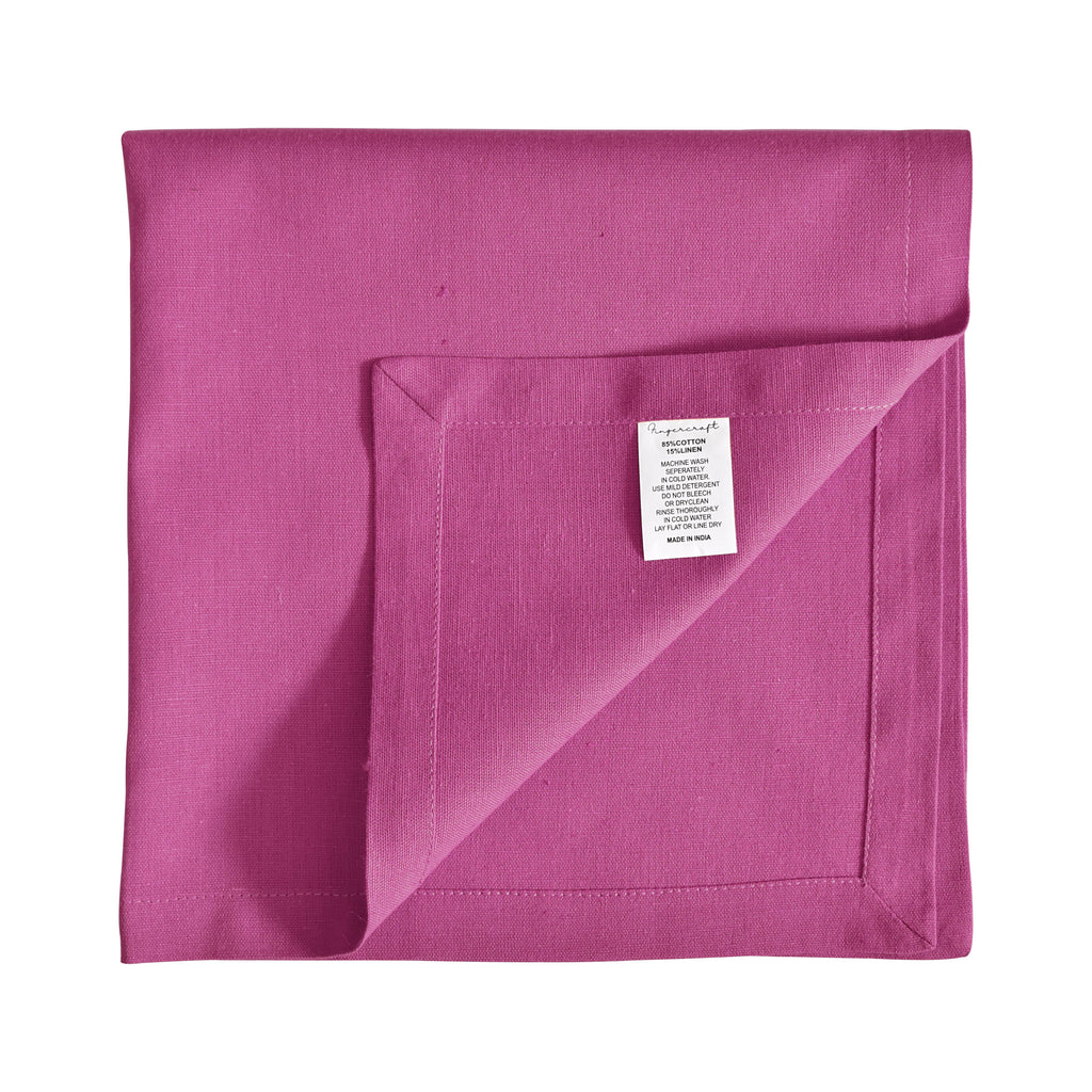 Fingercraft Cloth Napkin, Solid Color Cotton Linen Blend Table Napkins, Soft and Absorbent Fabric, Set of 12, Blush Pink