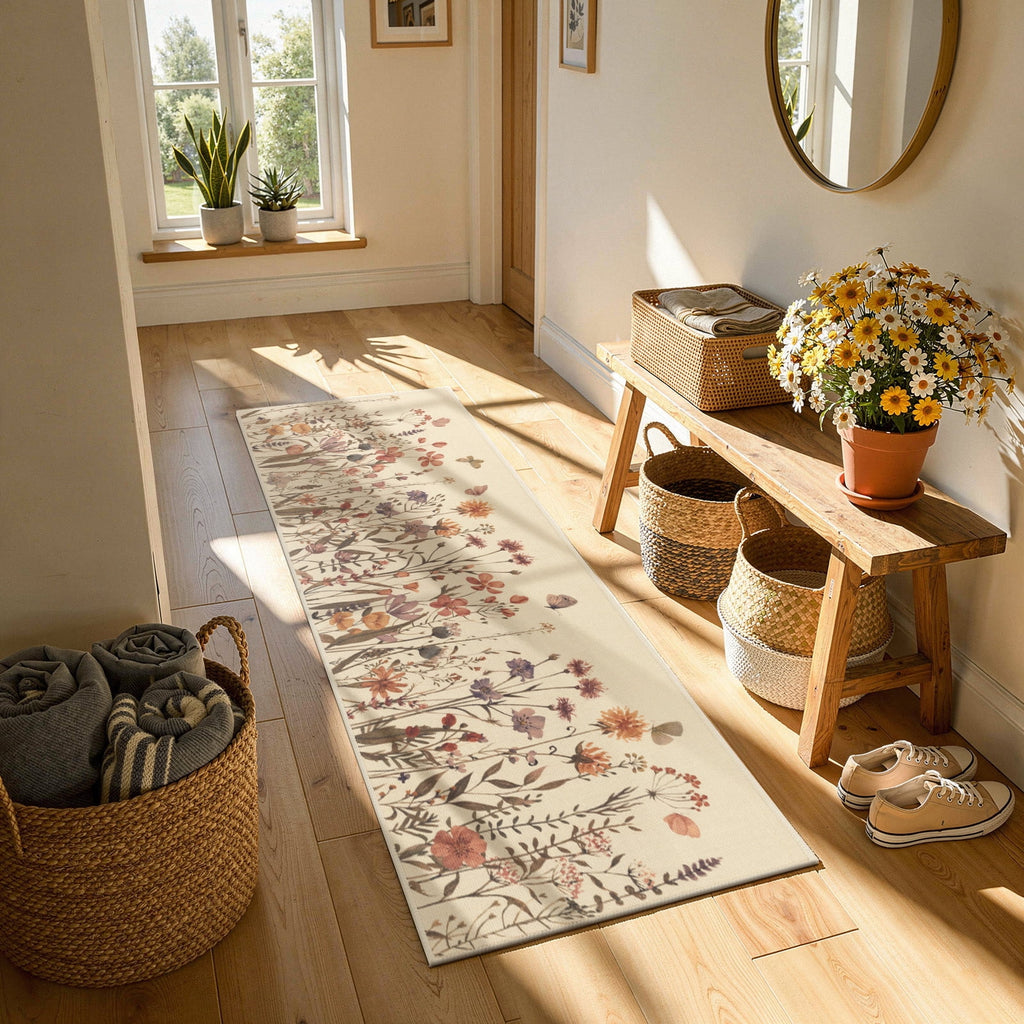 Findosom Floral Non-Slip Kitchen Rugs Set of 3,Washable Kitchen Mat Farmhouse Kitchen Floor Mats Runner for Home Sink Entrance Laundry Hallway,20"x32"+20"x47"+20"x59" Beige