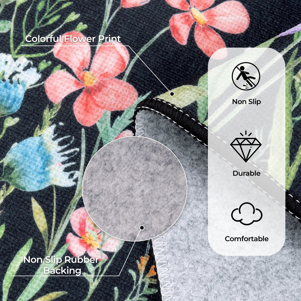 Findosom Floral Non-Slip Kitchen Rugs Set of 3,Washable Kitchen Mat Farmhouse Kitchen Floor Mats Runner for Home Sink Entrance Laundry Hallway,20"x32"+20"x47"+20"x59" Beige
