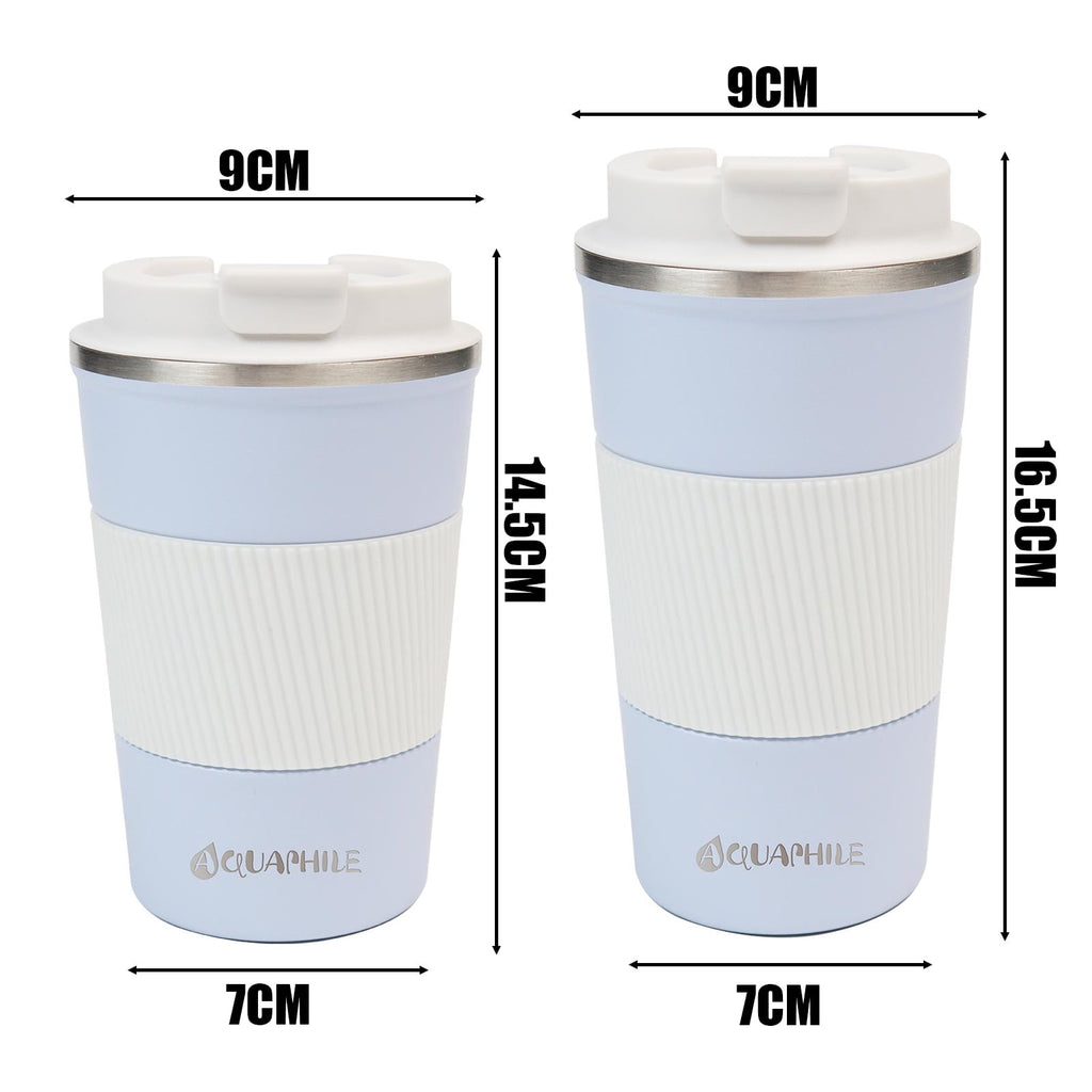 Aquaphile Vacuum Insulated Coffee Travel Mug - Double Walled Reusable Tumbler Cups Light Blue 17 Fluid Ounces