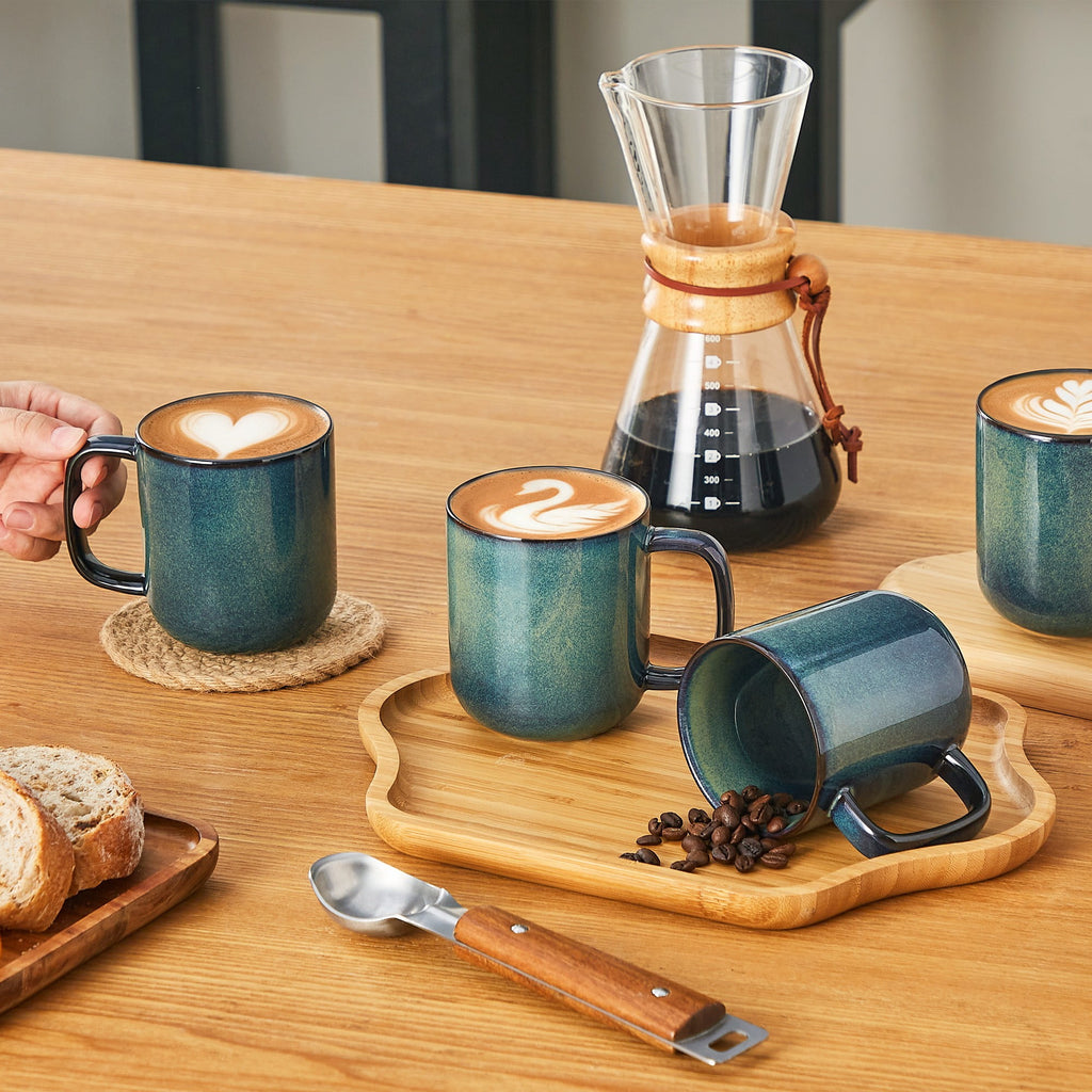 Malacasa Stoneware Coffee Mugs Set, 12 oz Coffee Cups Set of 4, Dishwasher & Microwave Safe, Green