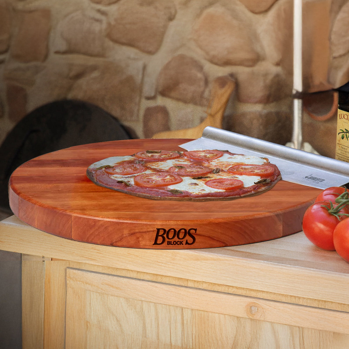 John Boos R-Board Reversible Wood Cutting Board, Cherry, 18 in x 18 in x 1 1/2 in
