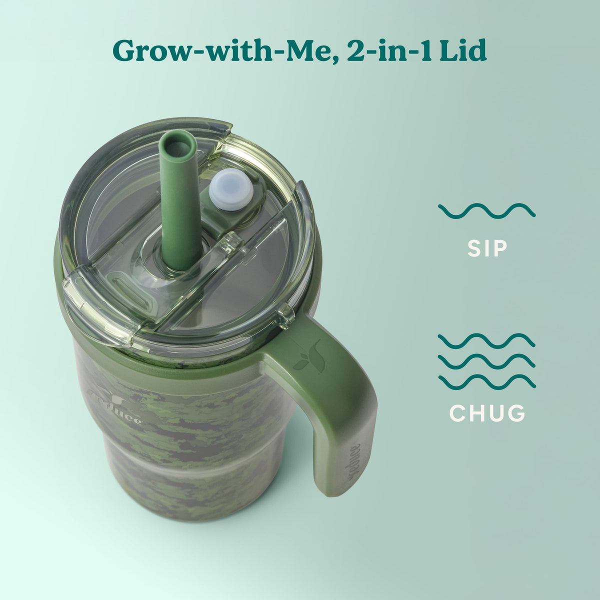 Reduce Coldee Kids Insulated Tumbler with Straw, 18oz Stainless Steel Spill-Proof Cup with Handle, Smiles