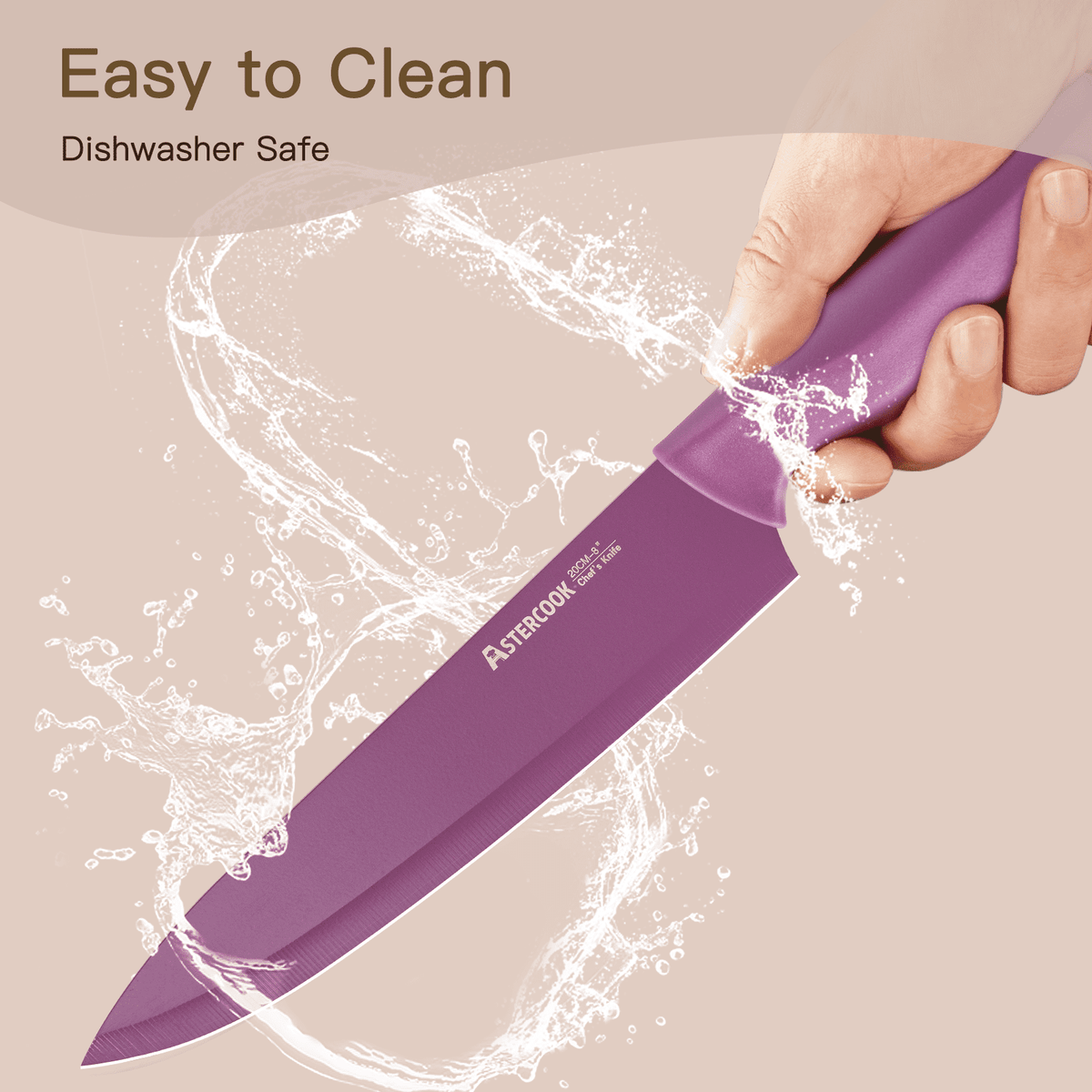 Astercook 6 Piece Flower Kitchen Knife Set, German High Carbon Stainless Steel Knives Sets with 6 Blade Guards Dishwasher Safe, Perfect Gifts for Kitchen