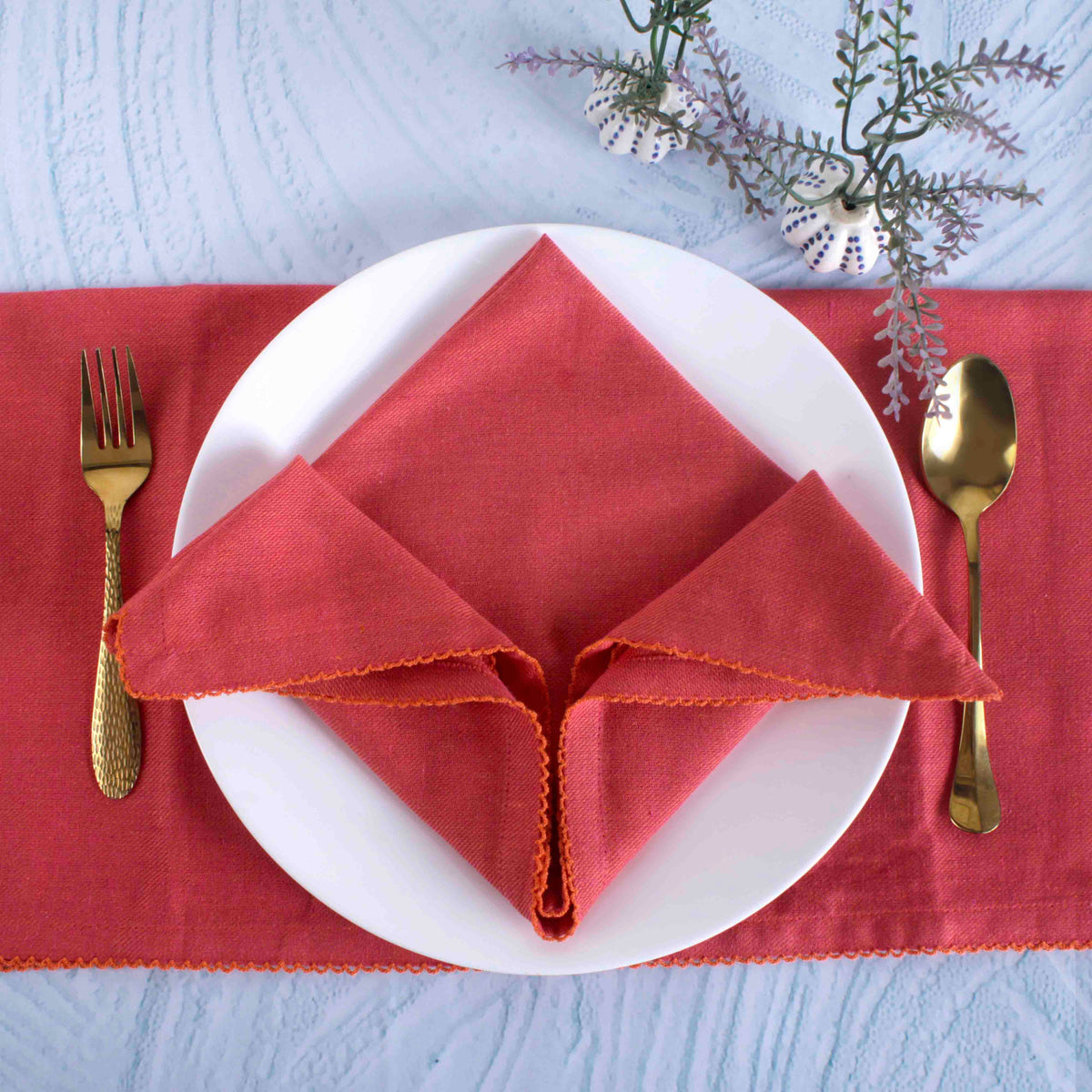 FINGERCRAFT Table Napkins, Cotton Cloth Napkin, Picot Edge, 20-inch, 12 Pack, Ivory