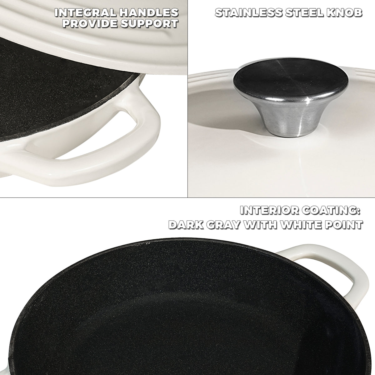 Flavehc Braiser Enameled Cast Iron Braiser 3 qt Braiser Pan with Lid Purple Shallow Cast Iron Casserole Braiser Pan with Handels
