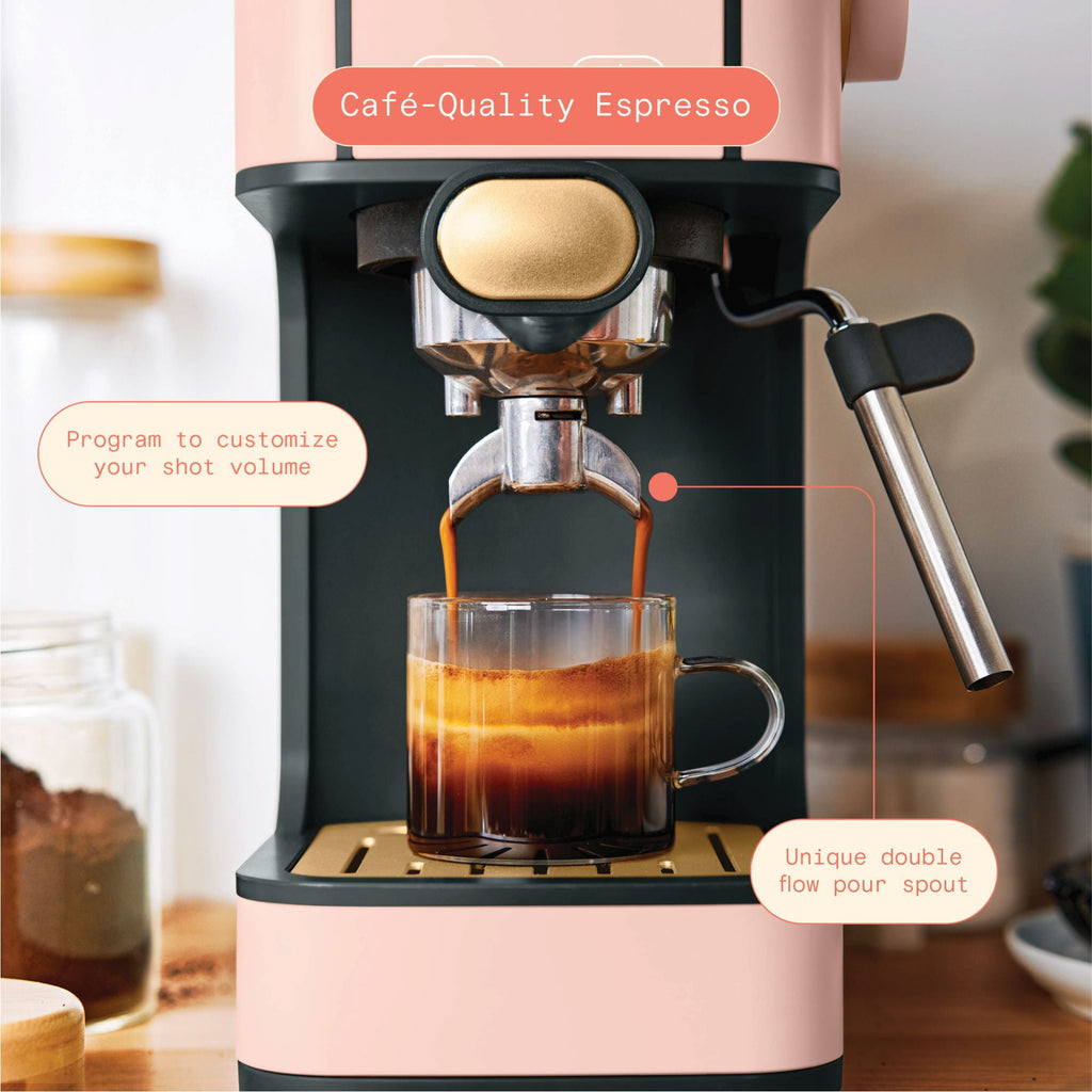Beautiful by Drew Barrymore Slim Espresso Machine, 20-Bar Pressure, Black Sesame